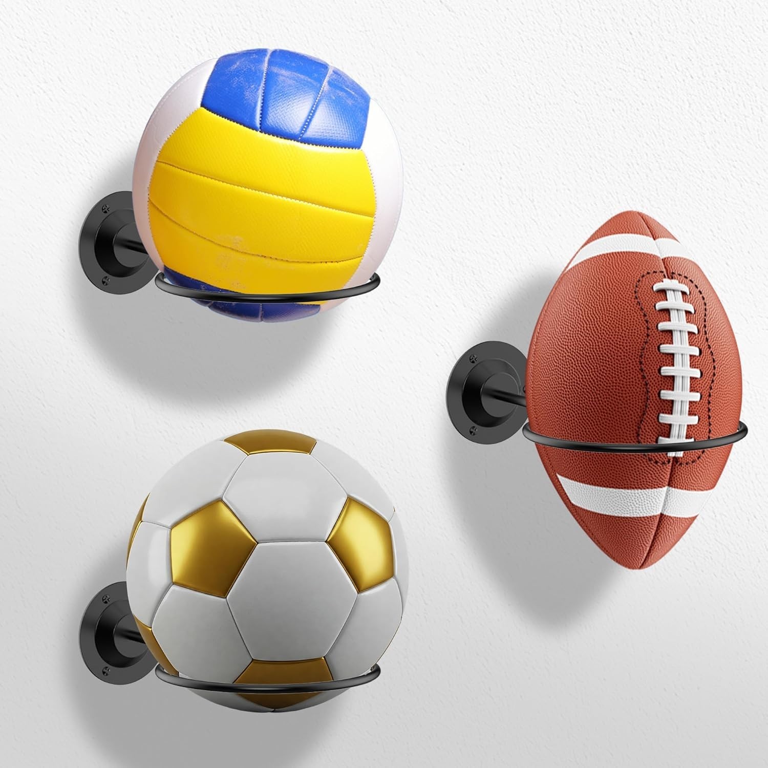 Compact Black Sports Ball Display Holder – Perfect for Basketball & Football