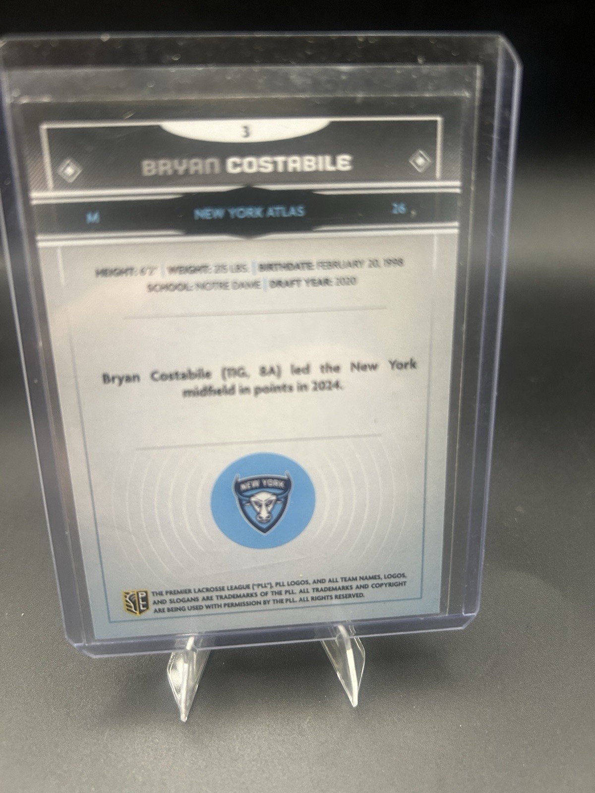 Bryan Costabile 2025 PLL Premier Lacrosse League Fieldside Green Foil /99 Atlas