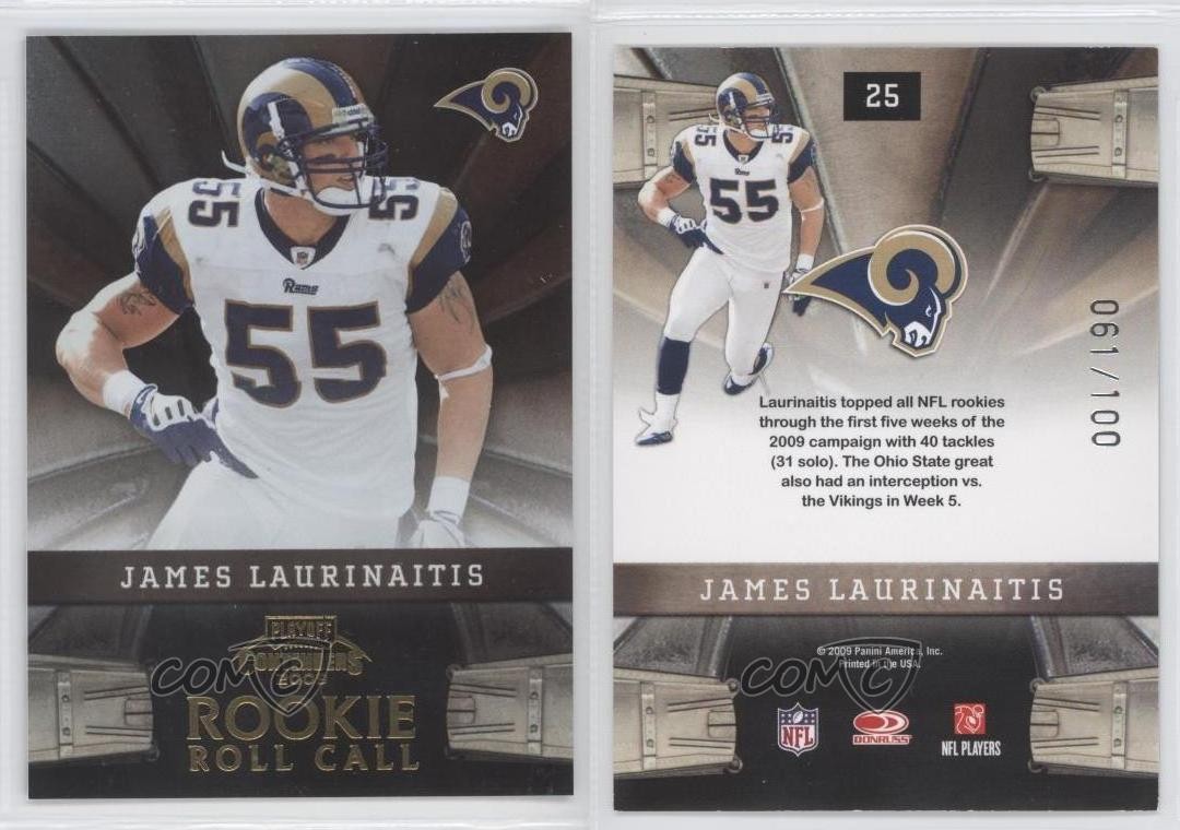 2009 Playoff Contenders Rookie Roll Call Gold /100 James Laurinaitis #25 RC 0j6