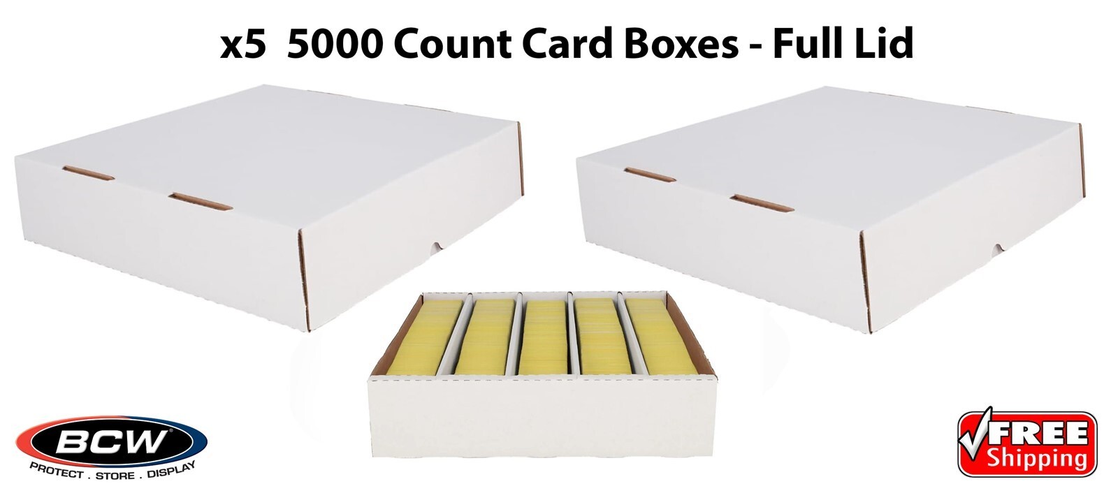 5 BCW 5000 Count Card Boxes Baseball Sport Gaming Cards Storage Full Lid Monster