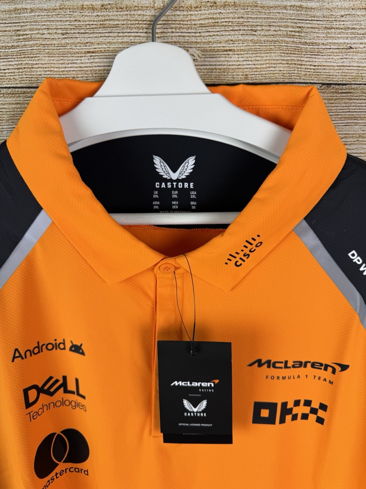 New McLaren Formula 1 Mens XL 2XL Team 2025 Polo Shirt Castore Papaya Orange F1