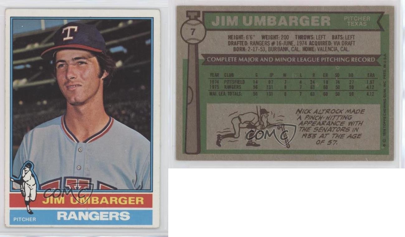 1976 Topps Jim Umbarger #7 Rookie RC 0jf2