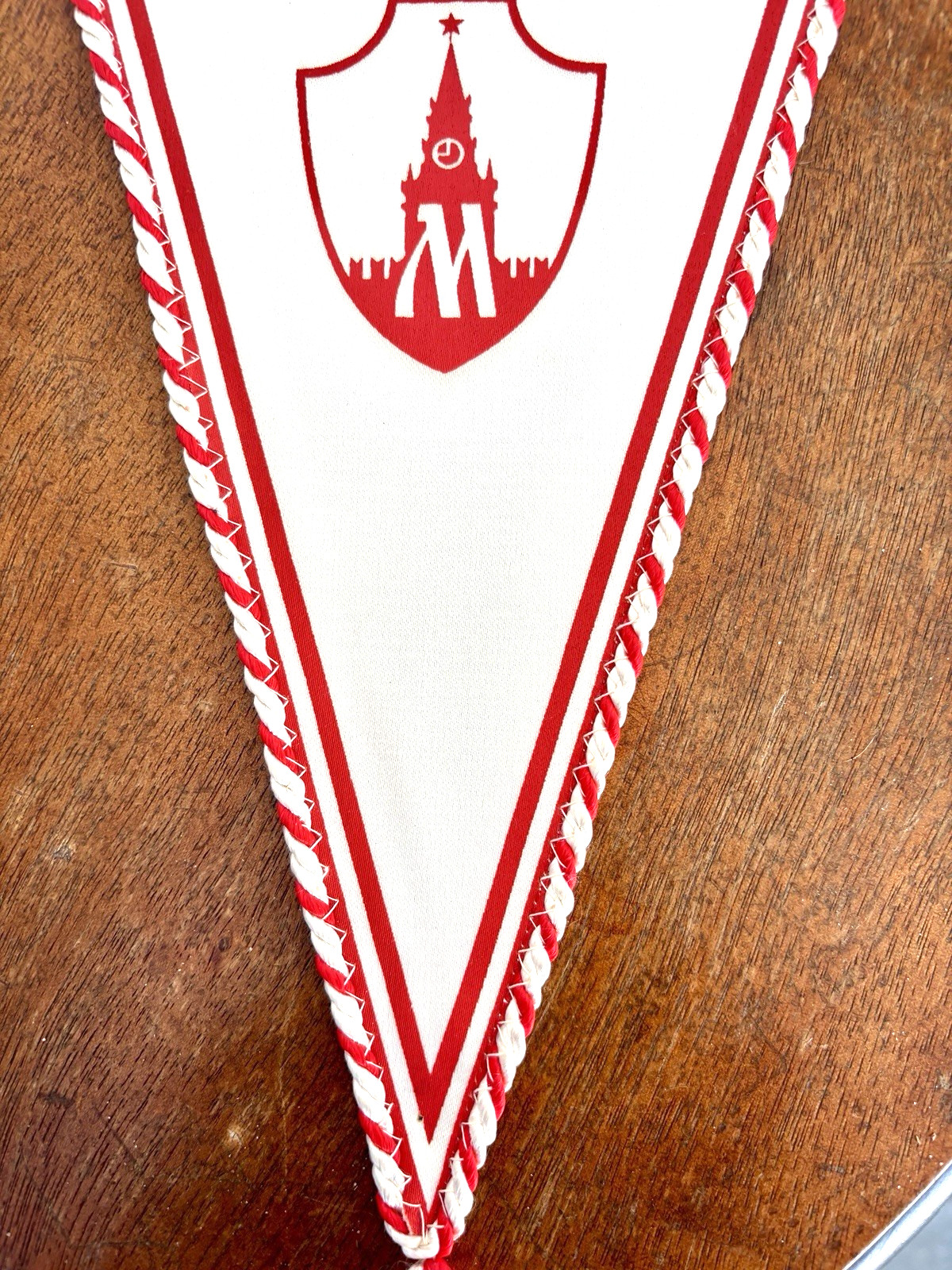 Moscow Olympic Games 1980 Athlete Exchange Pennant Triangular Banner White & Red
