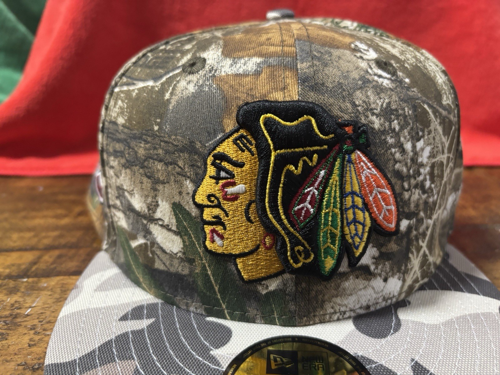 Chicago Blackhawks Realtree Camo New Era Fitted 7 3/4 Green UV Glow In The Dark