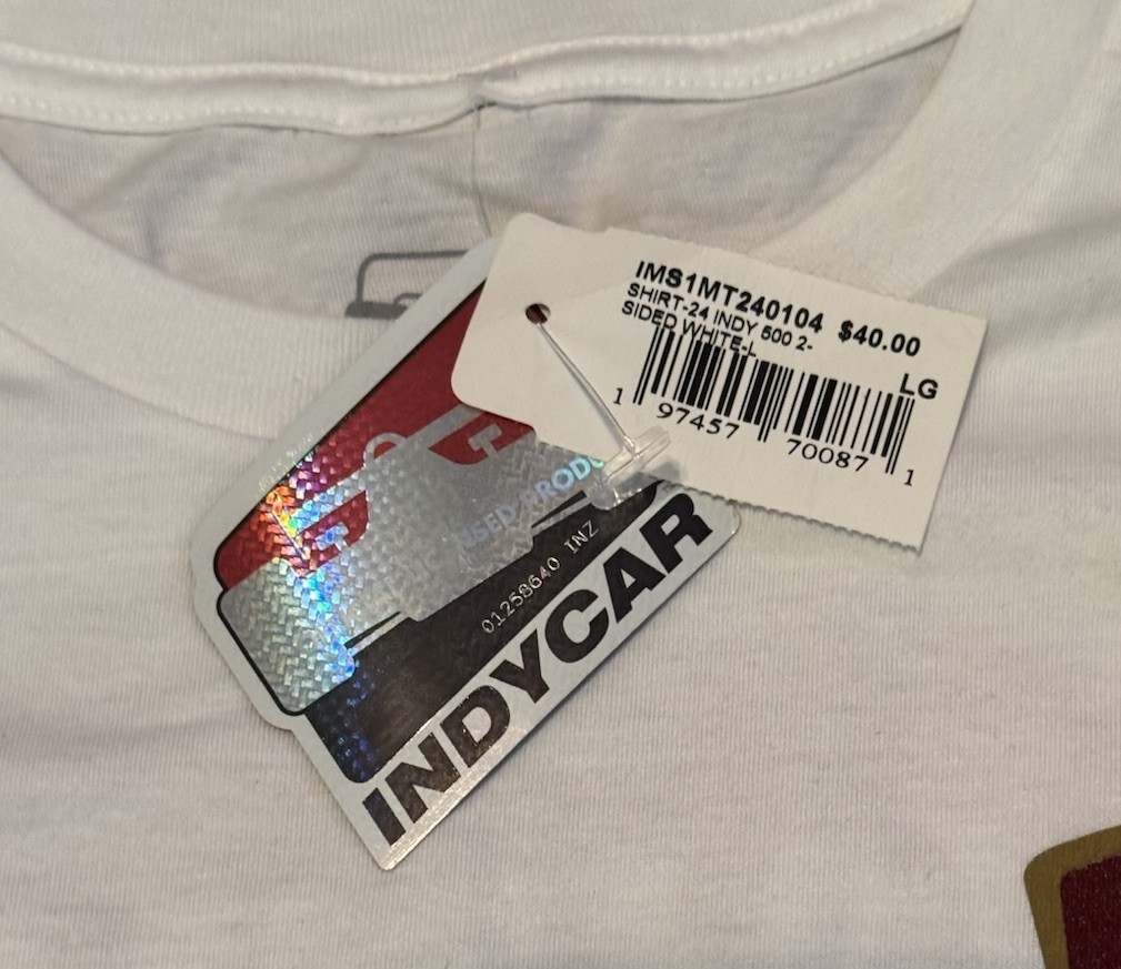 Indycar 108th Indianapolis 500 Gainbrige Men’s T Shirt L White NWT Indy Racing