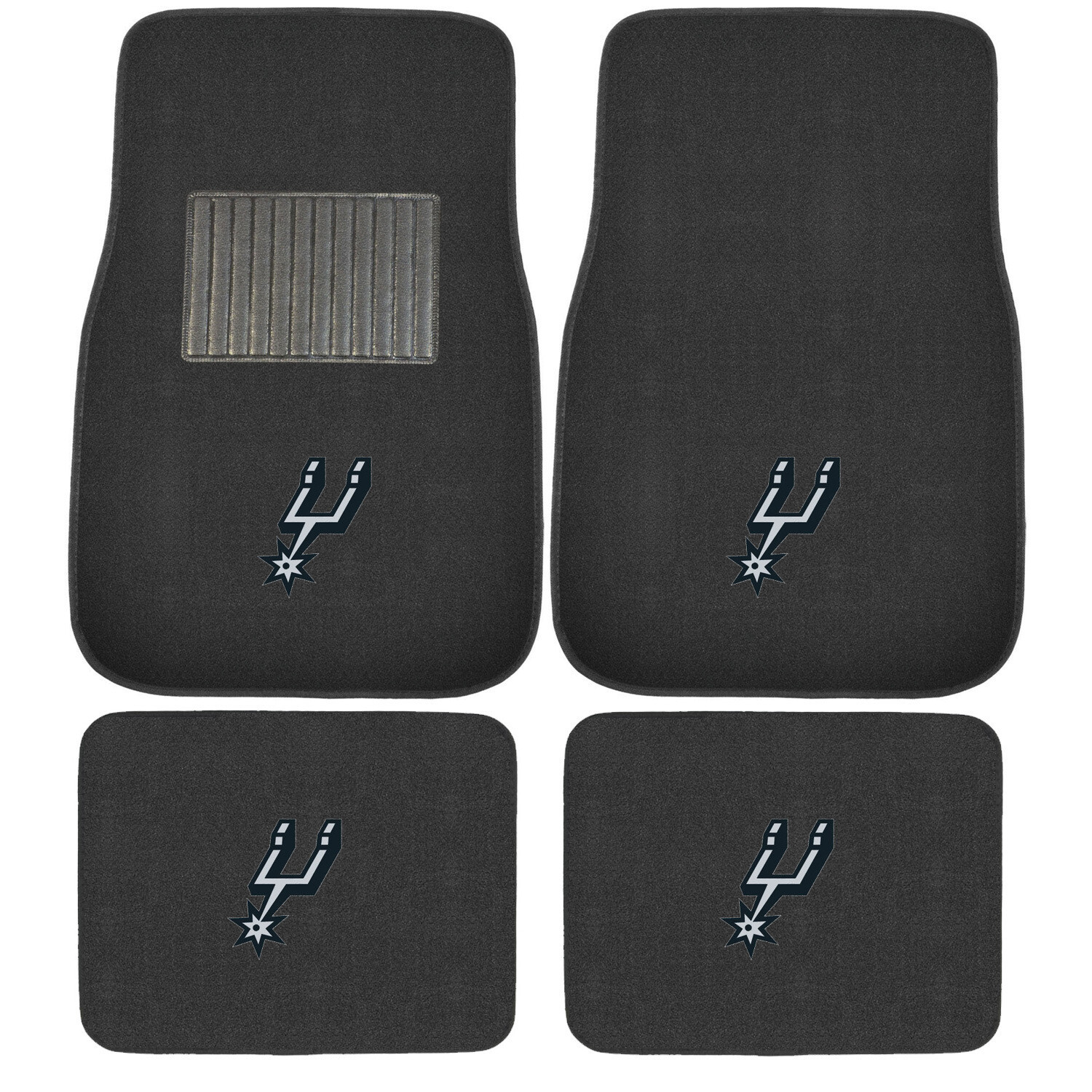 4PC NBA San Antonio Spurs Car Truck Black All Weather Carpet Floor Mats Set