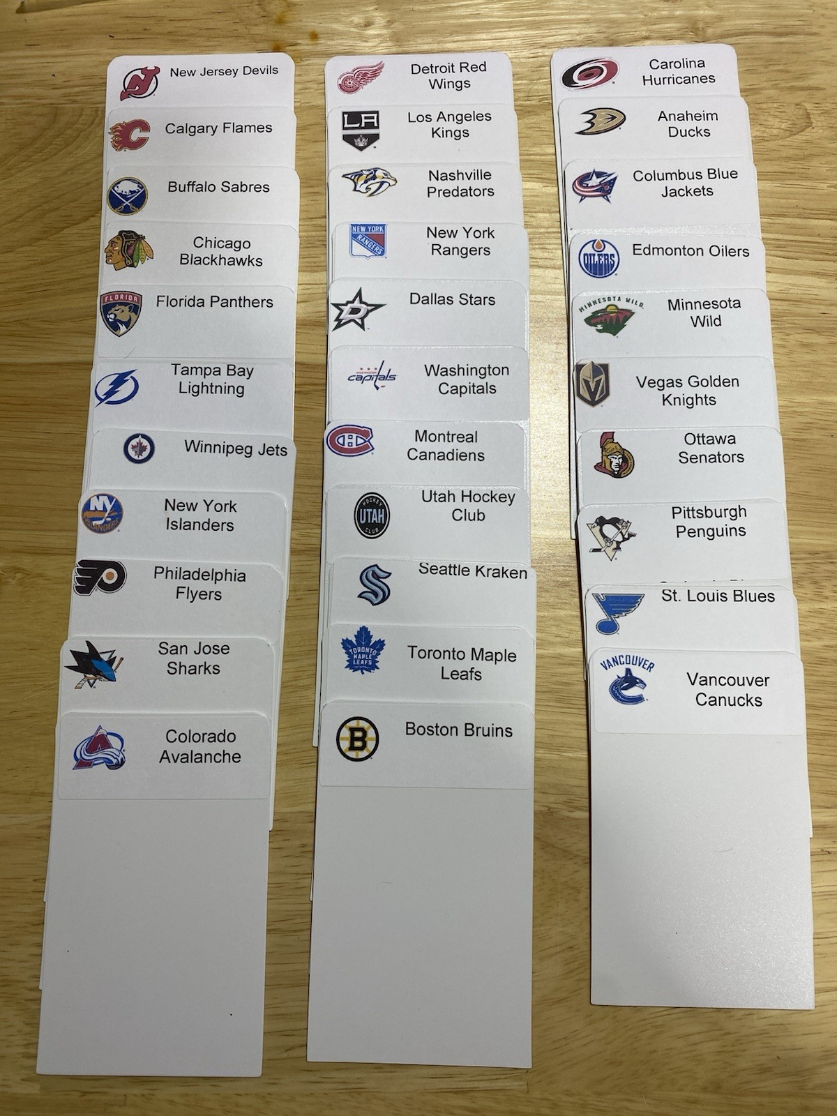 (32) TALL Sports Card Dividers with 32 FREE NHL Teams Logos Labels