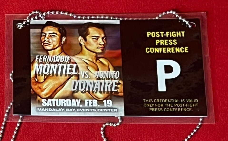 2011 Nonito Donaire vs Fernando Montiel Credential Pass 🥊 MANDALAY BAY VEGAS