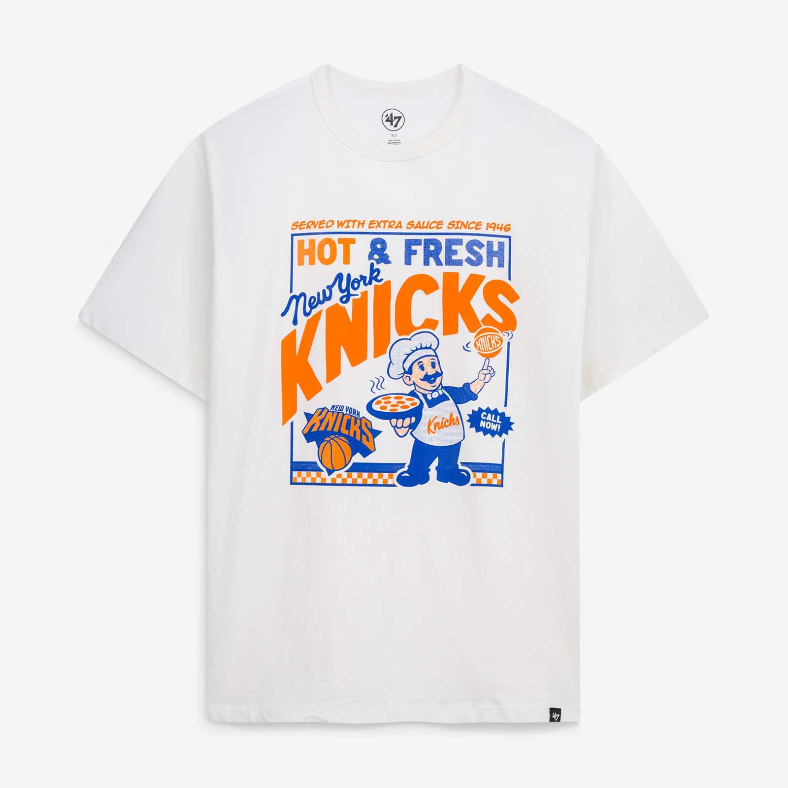 Men’s Profile White New York Knicks Big & Tall Pizza T-Shirt