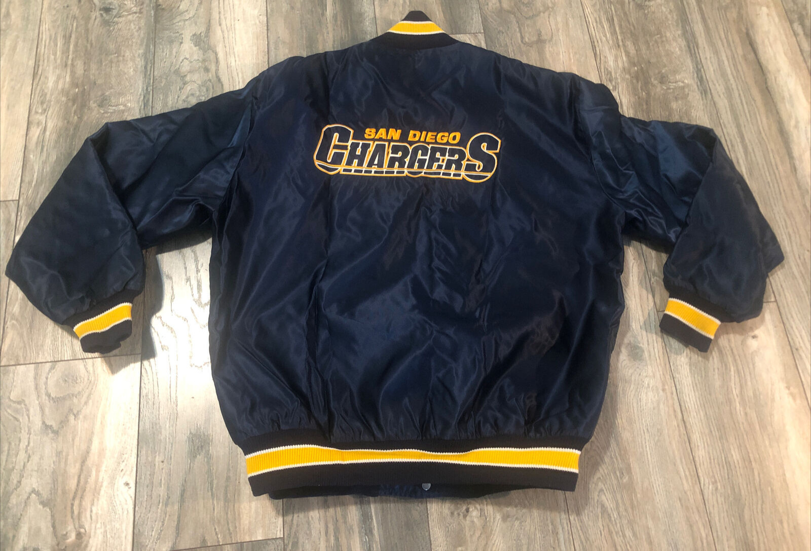 DeLong San Diego Chargers NFL Satin Jacket Double Sided Men’s XL Vintage 90s