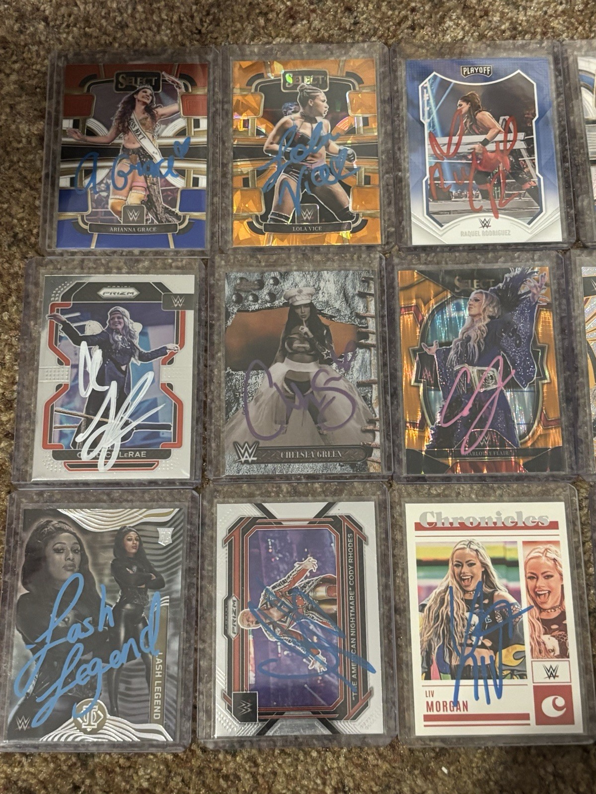 15 Card WWE Auto Lot (In person) Big Names – Liv, Charlotte, Lola, Jacy, Bianca
