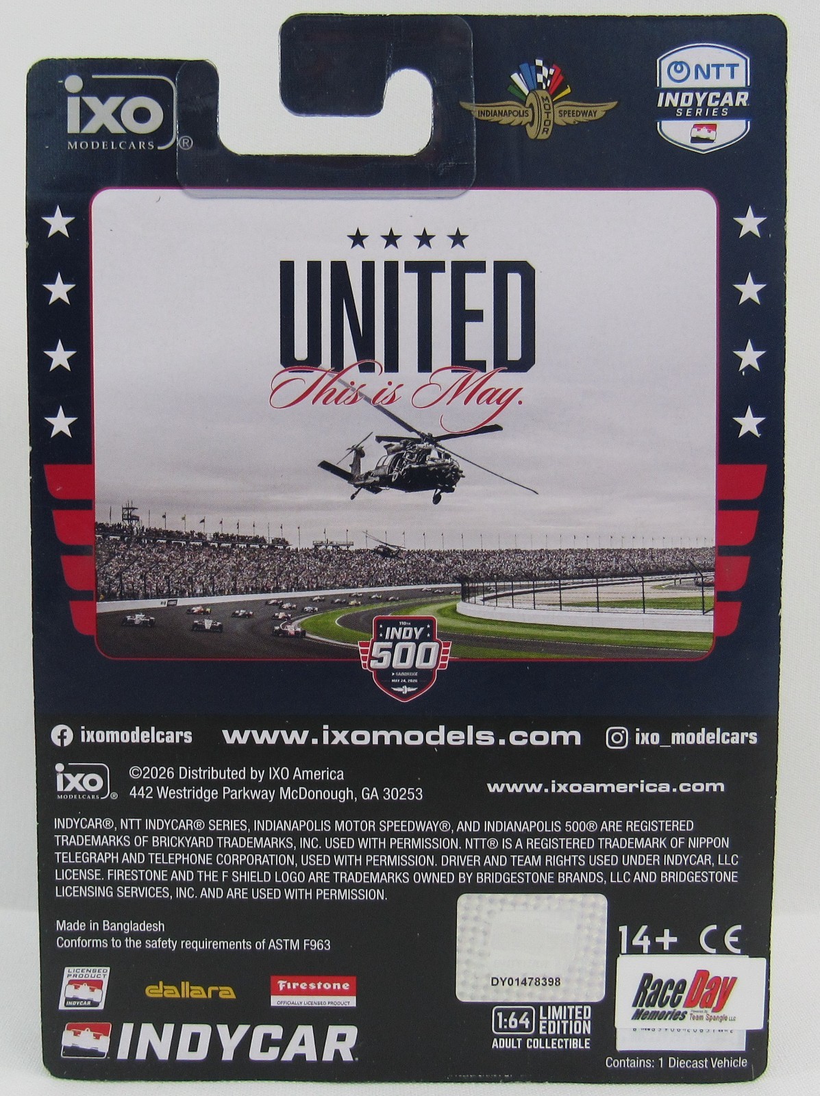 2026 Indy 500 Event Diecast 1:64 ixo IndyCar Models 110TH Running This Is May