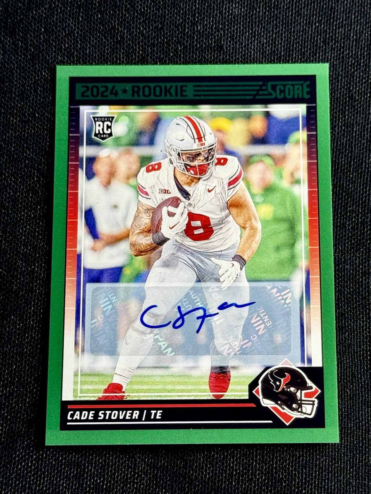 2024 Score Green – Rookies Cade Stover #353 Autographed (AU, RC) Texans NFL