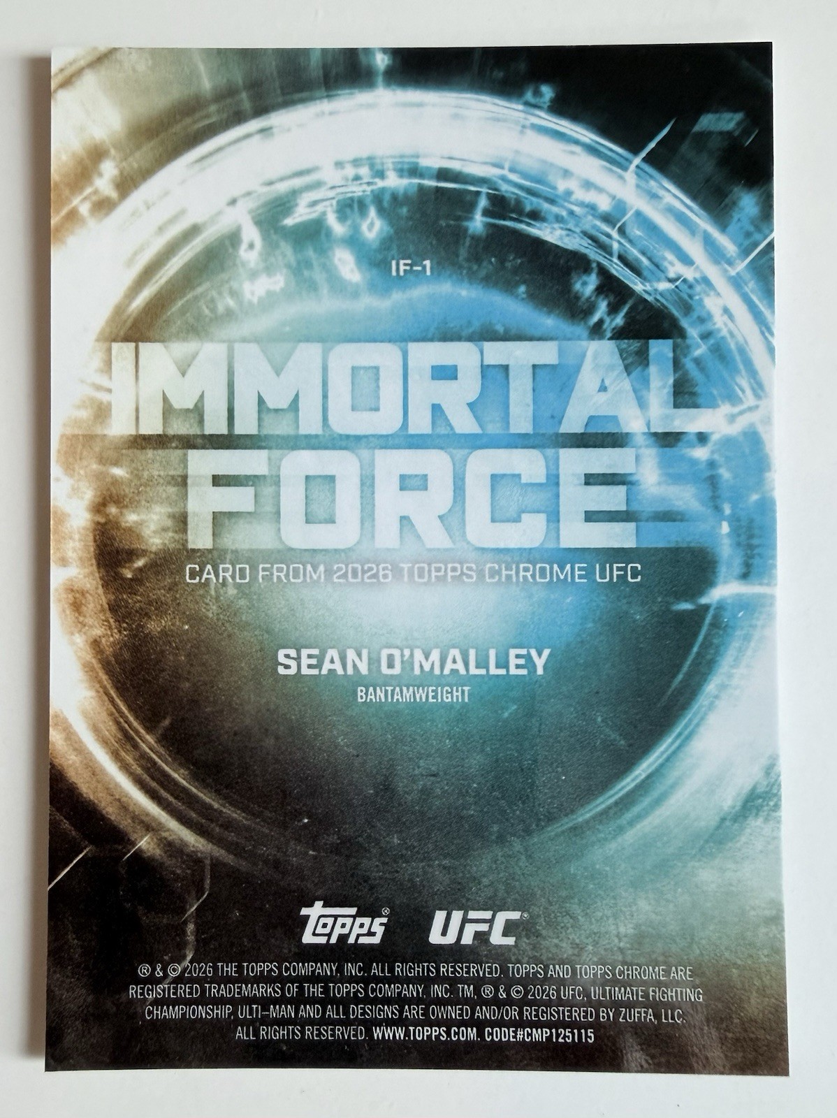 2026 Topps Chrome UFC Sean “Sugar” O’Malley Immortal Force SSP Case Hit IF-1