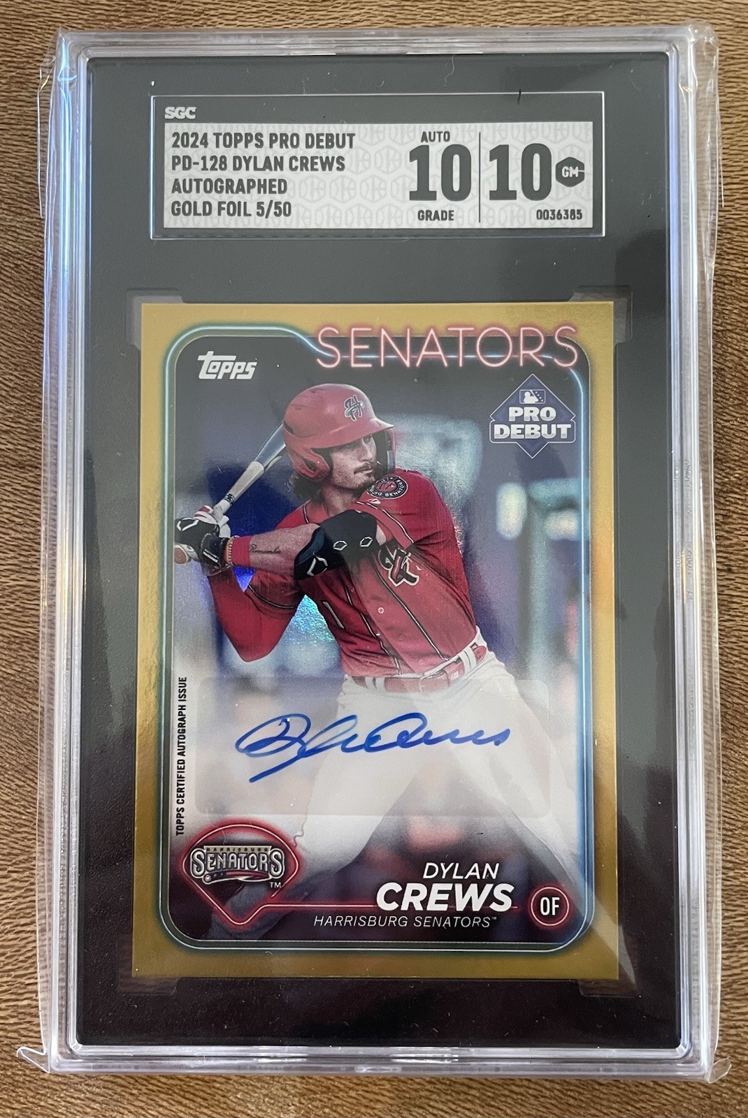 2024 Topps Pro Debut #PD-128 Dylan Crews Gold Foil Auto /50 SGC 10
