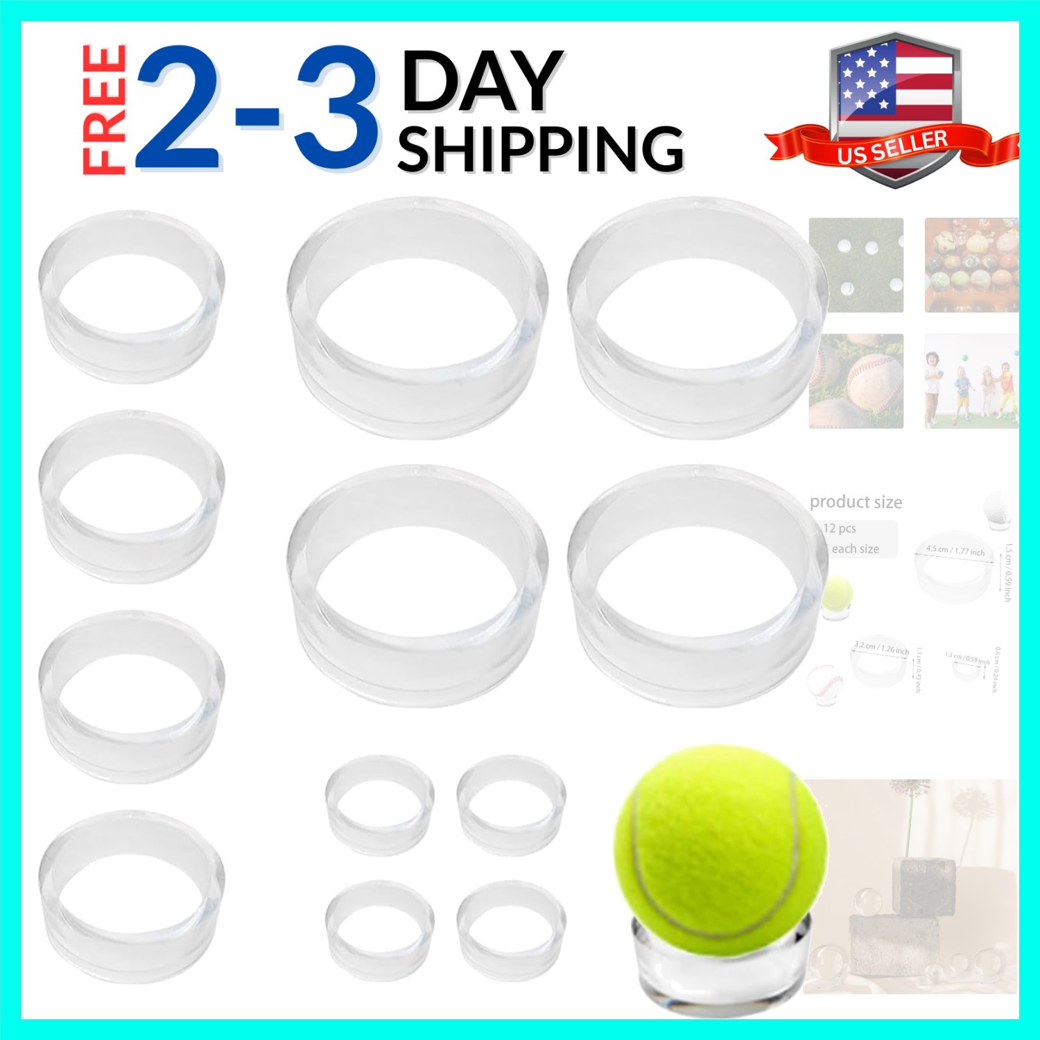 2 Pcs Plastic Sphere Stands – Acrylic Clear Small, Medium, Large Round Baseba…