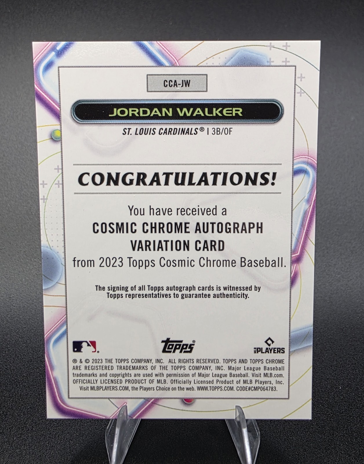 2023 Cosmic Chrome Jordan Walker RC Auto Gold Interstellar /50 #CCA-JW