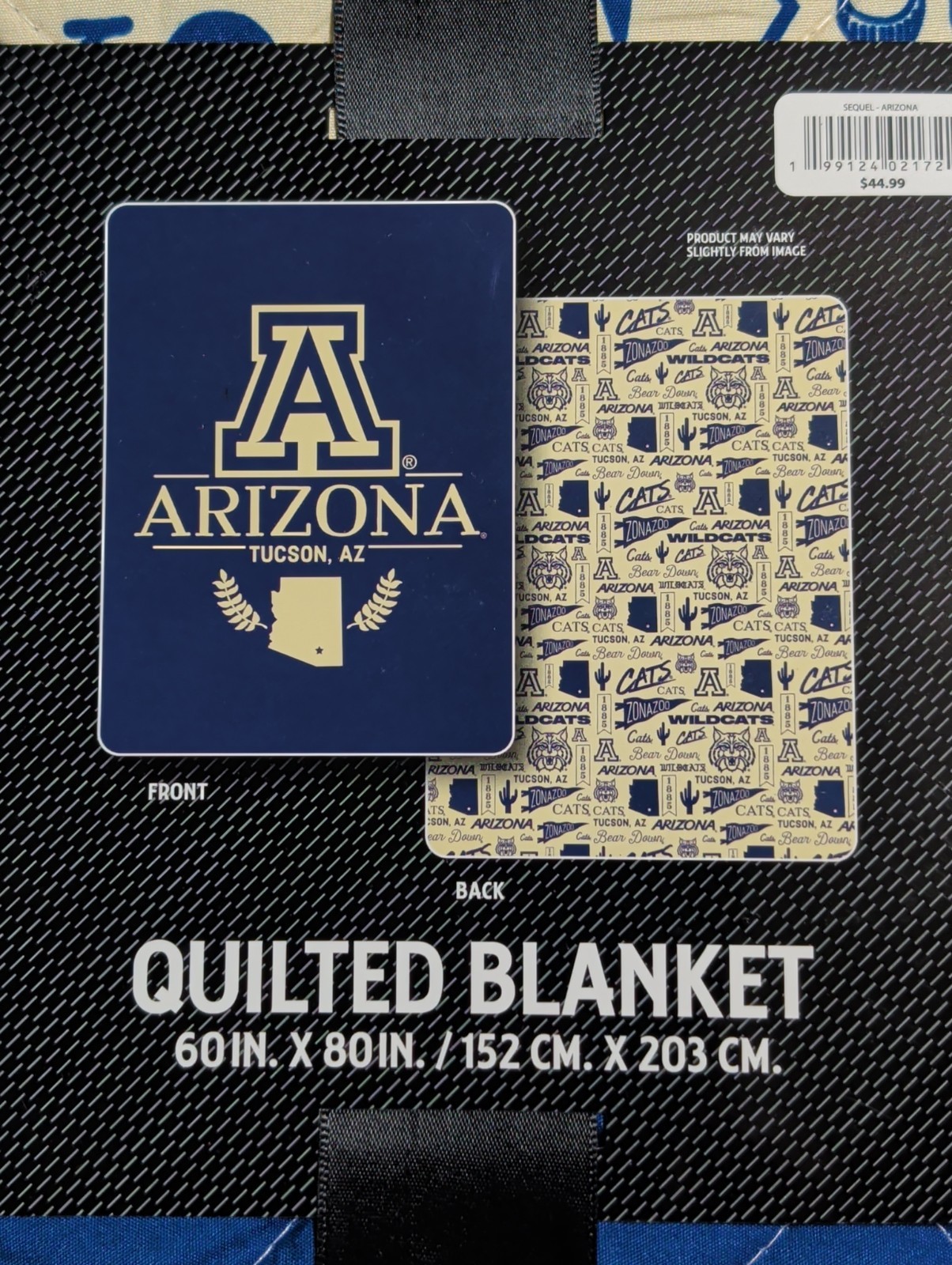 NEW NCAA Arizona Wildcats Lightweight Quilted Blanket 60″x80″ Double Sided
