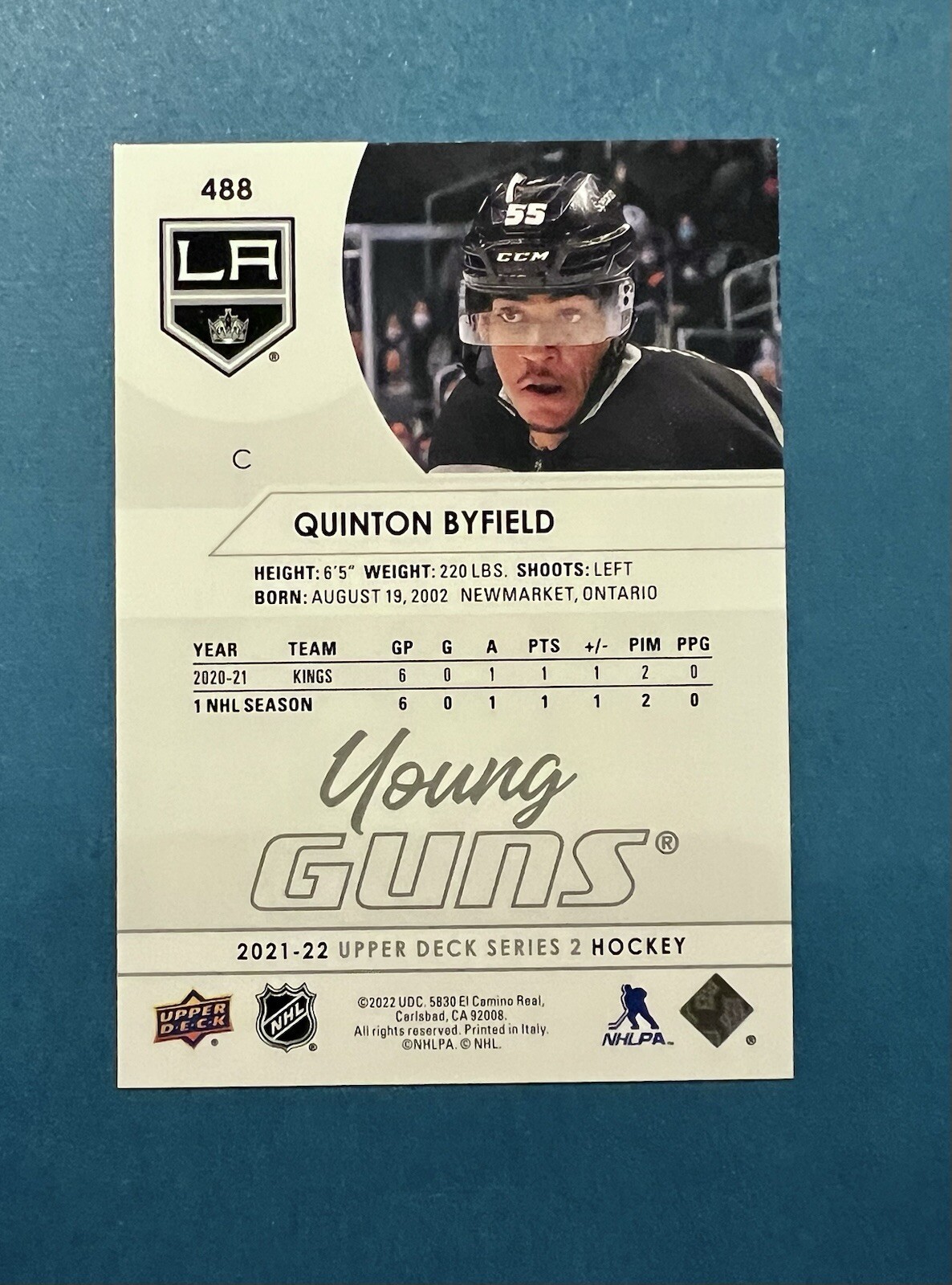 2021-22 UPPER DECK YOUNG GUNS QUINTON BYFIELD #488
