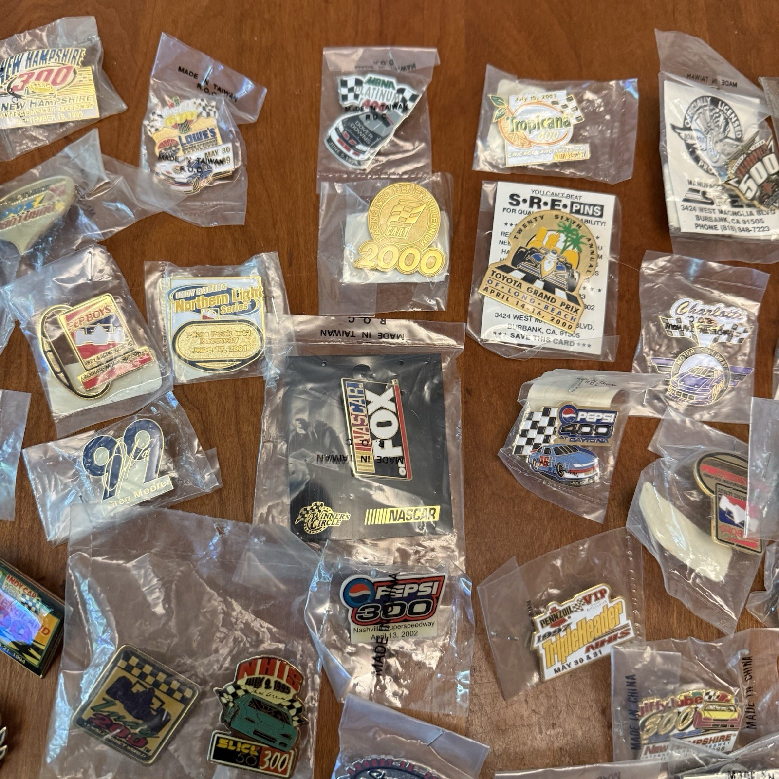 Lot of 200+ Vintage NASCAR Pins Daytona Indy Racing Race Car Bulk Lot Enamel