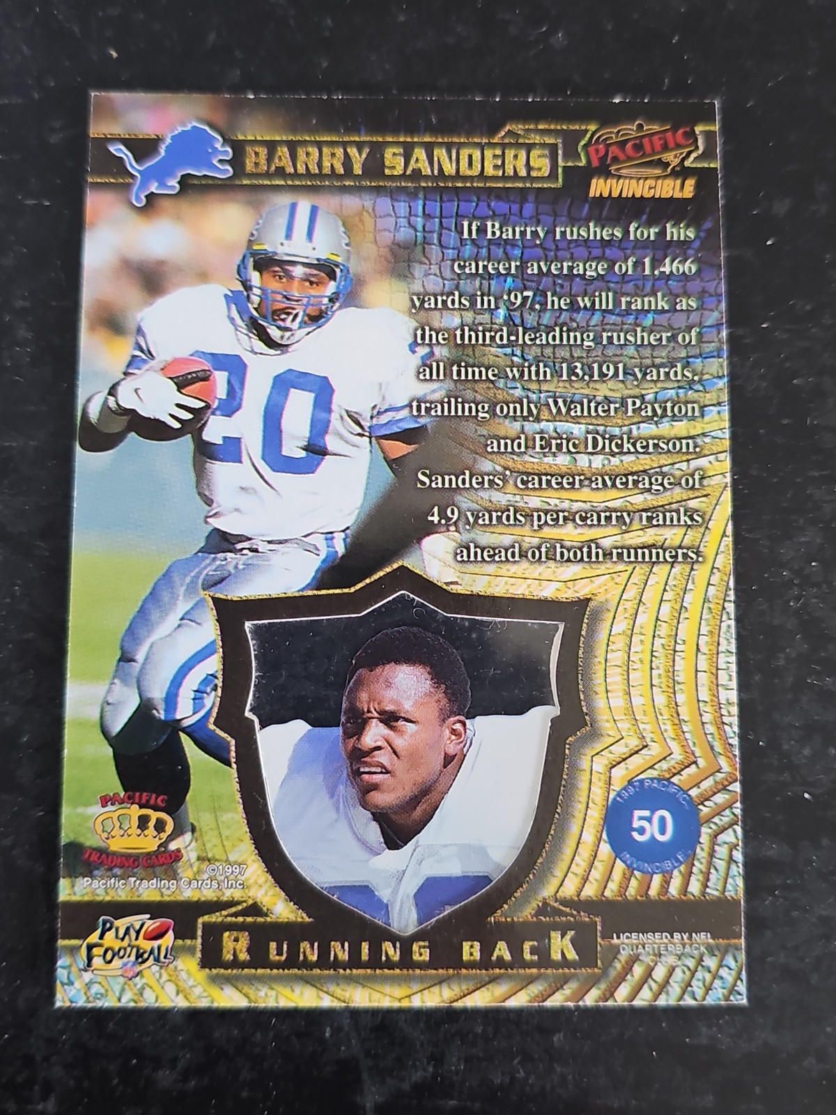 1997 Pacific Invincible #50 Barry Sanders Silver