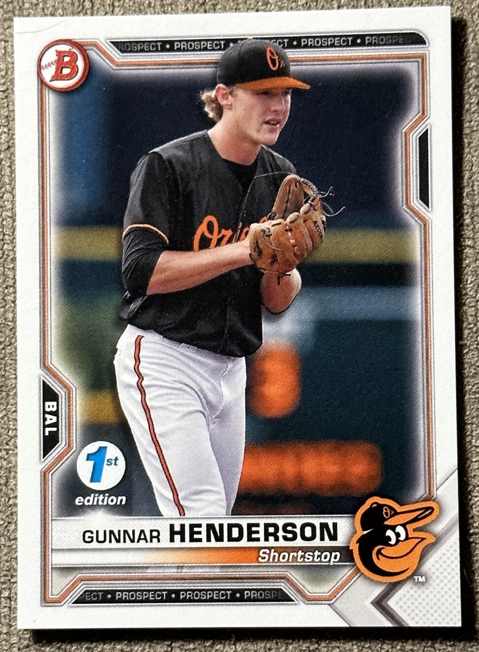 Gunnar Henderson 2021 Bowman 1st Edition #BFE-49 Orioles Prospect Card