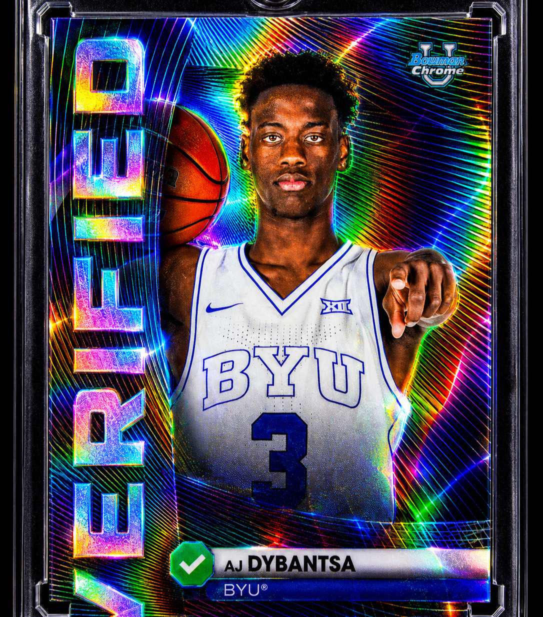 AJ DYBANTSA ROOKIE BLACK WAVE REFRACTOR PRIZM HOLO Chrome SP Insert BYU #1 Pick