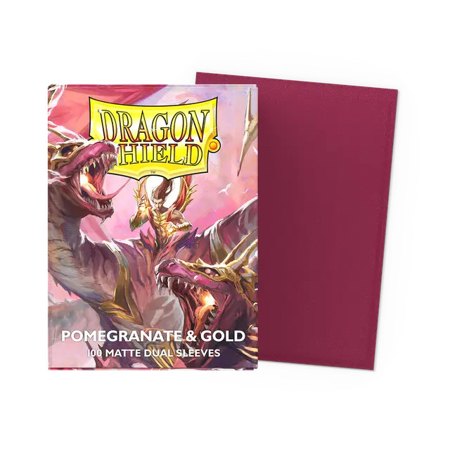 Dragon Shield Matte Dual Sleeves – Pomegranate & Gold (100-Pack)
