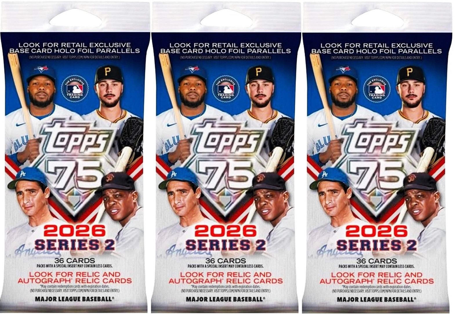 3X 2026 Topps Series 2 MLB Baseball Jumbo Fat Pack (3×36 Cards) Lot SEALED