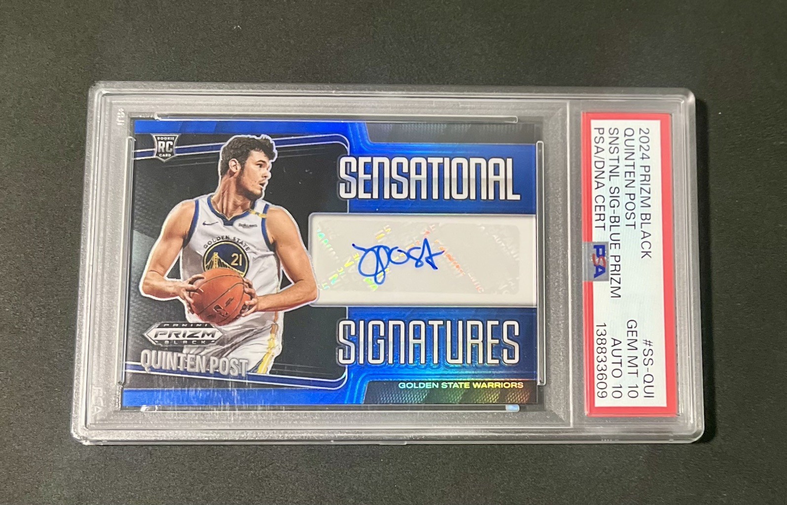Prizm Black Sensational Signatures Quinten Post #SS-QUI Blue Prizm /49 (AU, RC)