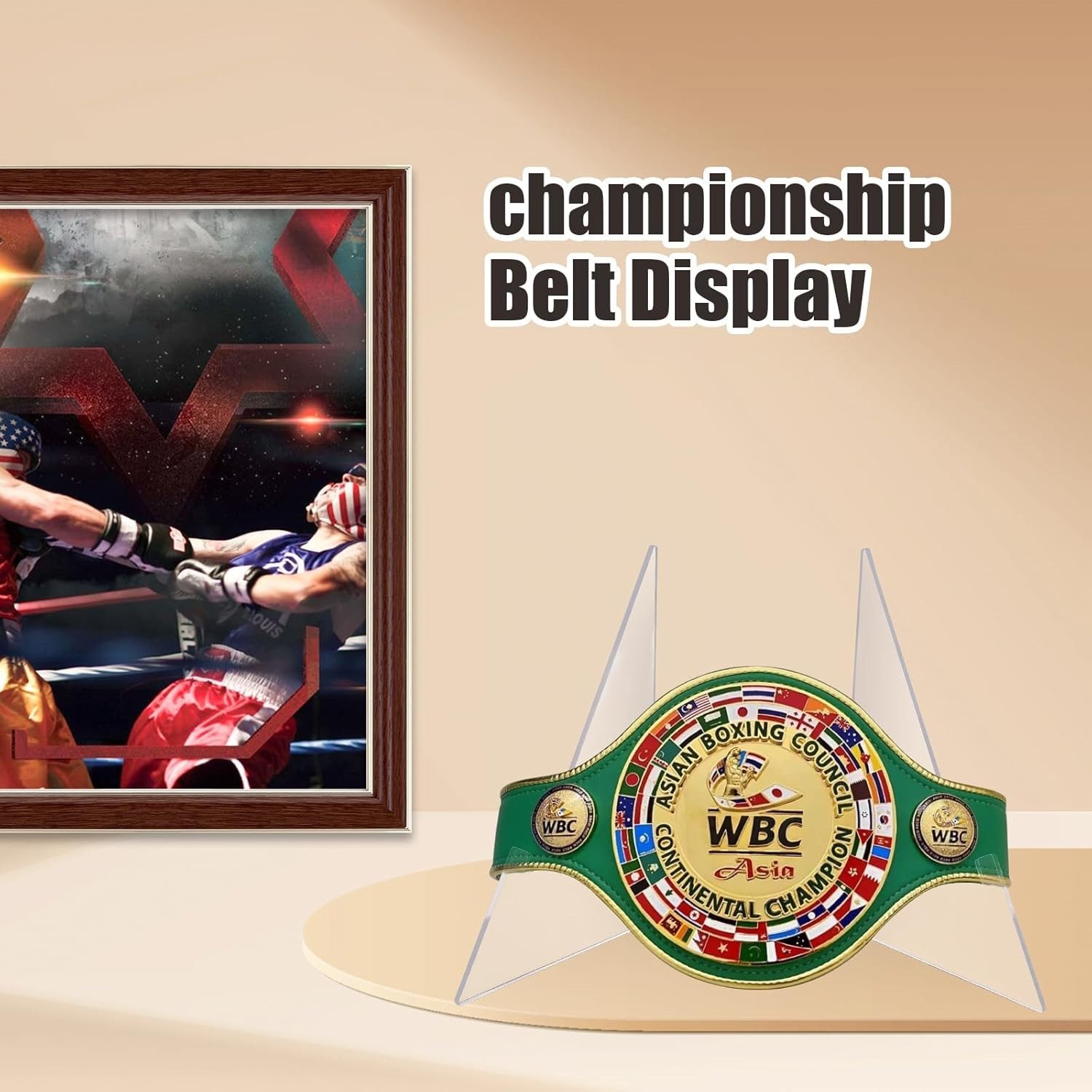 Acrylic Championship Belt Display Stand, Belt Buckle Display Case, Triangular…