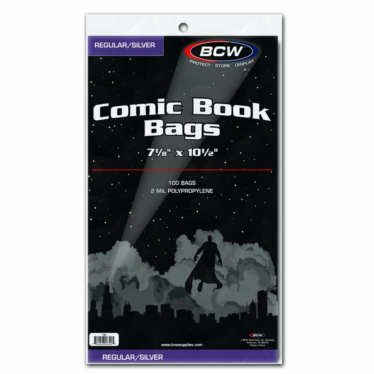 200 – BCW Regular / Silver 2-Mil Polypropylene Comic Book Bags 7-1/8″ x 10-1/2″