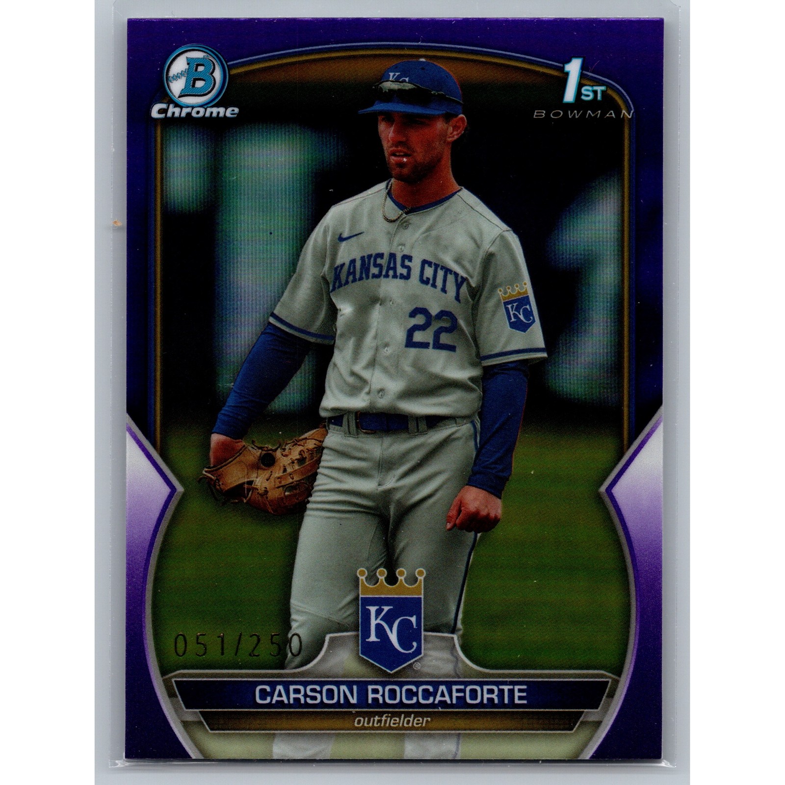 Carson Roccaforte 1st Purple Refractor /250 2023 Bowman Draft #BDC-140 Royals