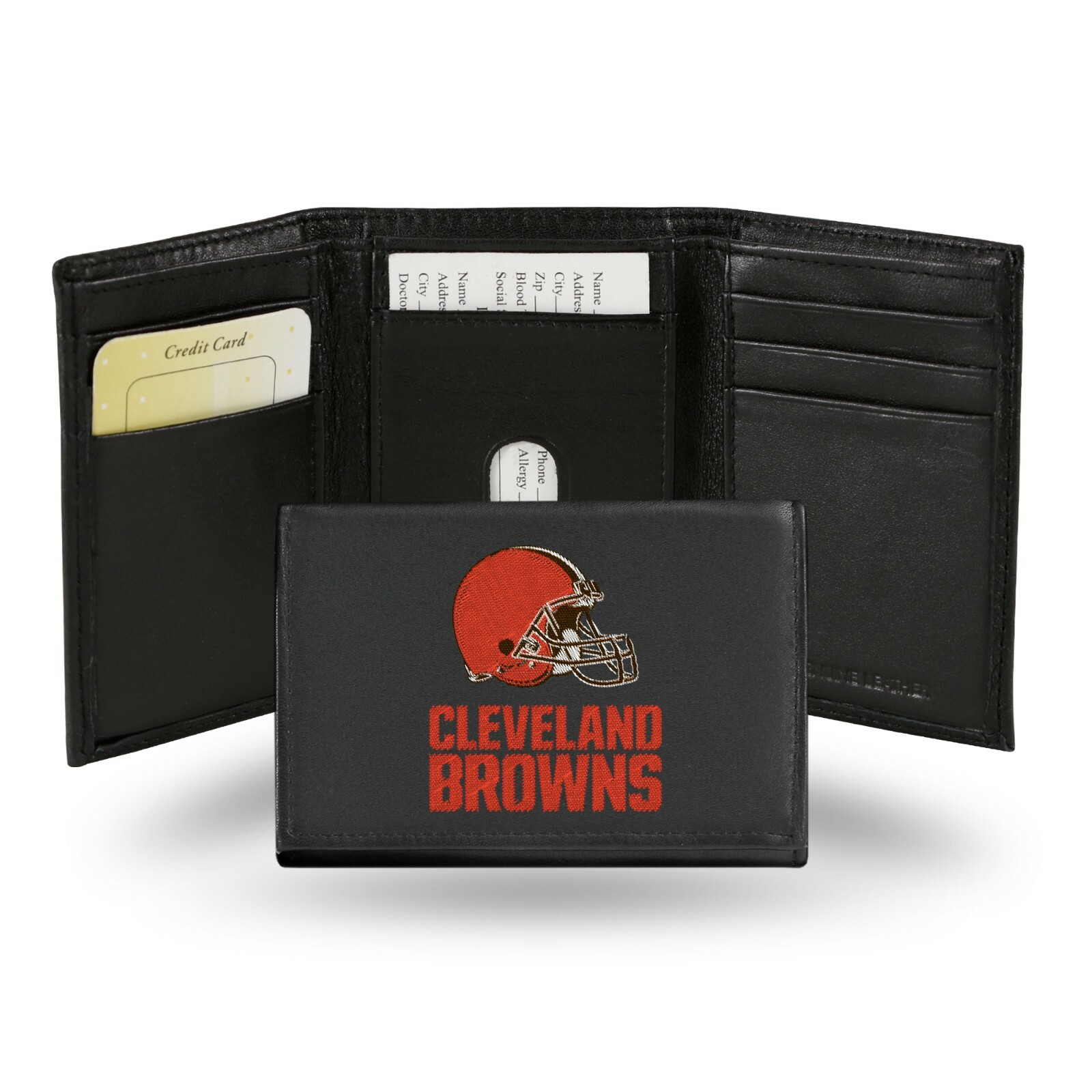 Cleveland Browns NFL Team Logo Embroidered Leather TRIFOLD Wallet