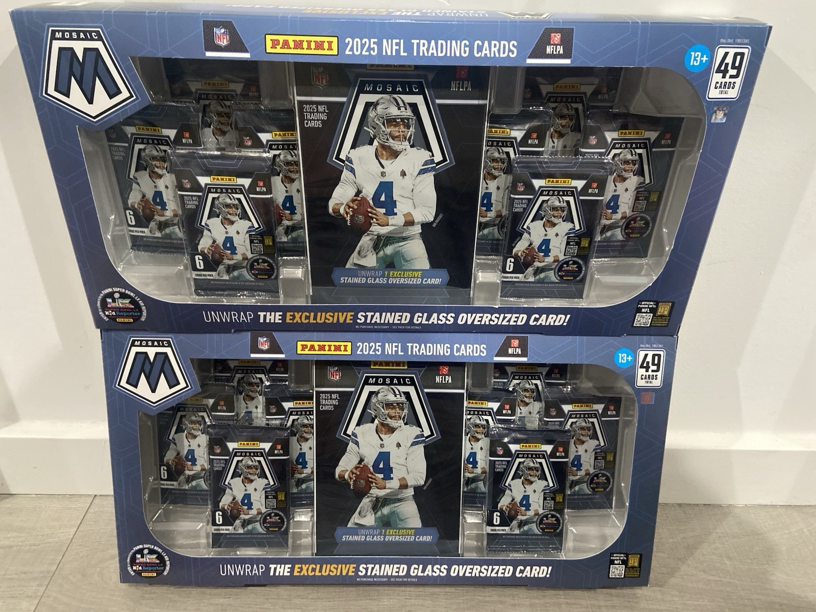 Lot of (2) 2025 Panini Mosaic NFL Football Cards Bundle Box w/ 2 Stained Glass