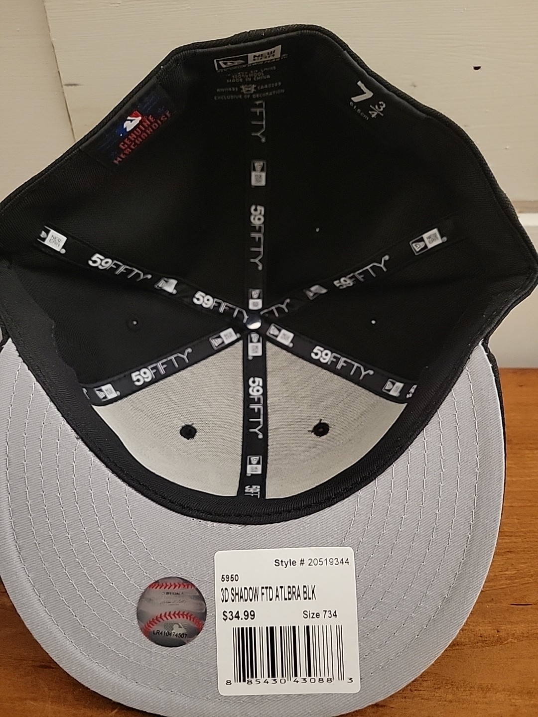 RARE New Era ATLANTA BRAVES MLB 59Fifty Hat Cap 7 3/4 3D Shadow Glow In The Dark