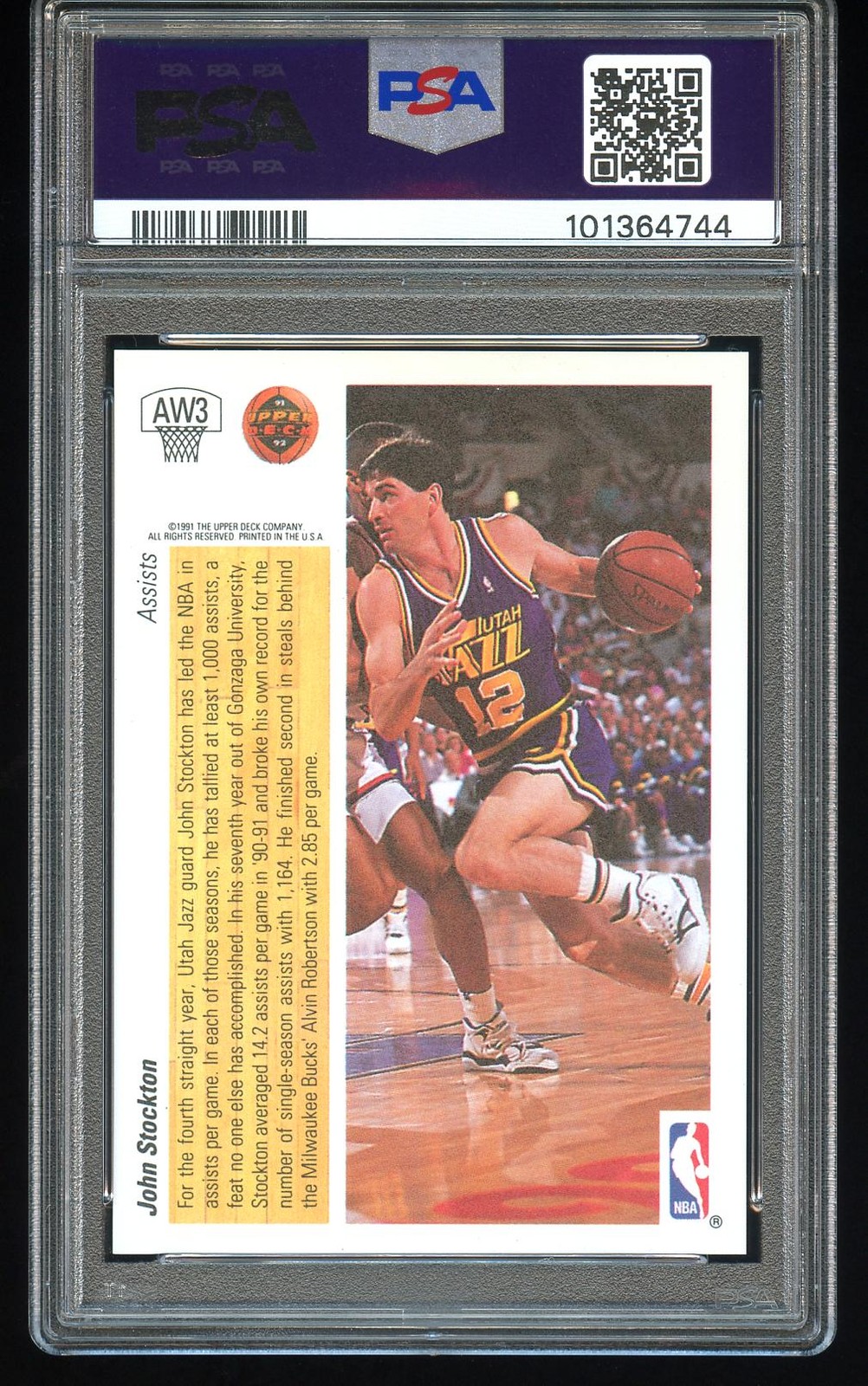 1991-92 Upper Deck – #AW3 John Stockton Award Winner Holograms – PSA 9