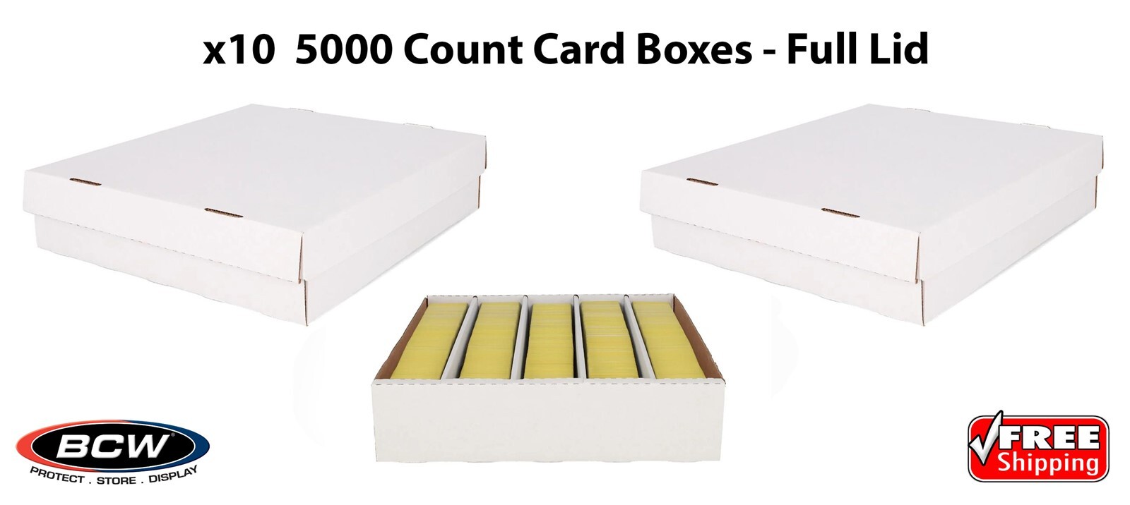 10 BCW 5000 Cardboard SUPER Monster Card Boxes Sport / Gaming Card Storage w Lid