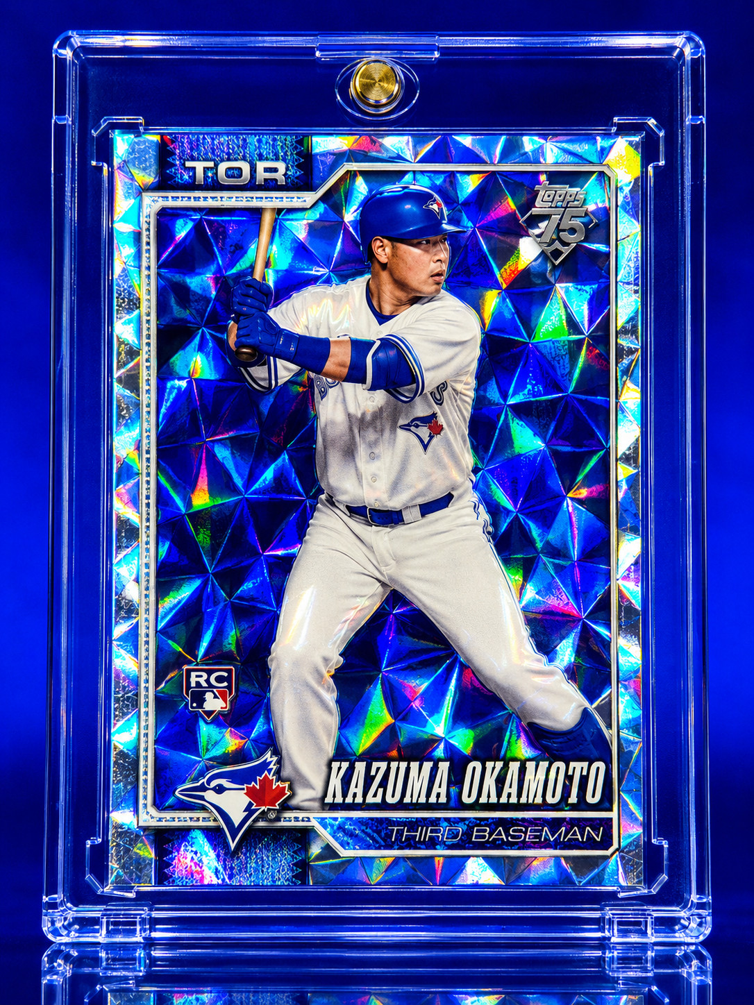 KAZUMA OKAMOTO ROOKIE DIAMOND REFRACTOR Holo Silver Topps RC Card Blue Jays