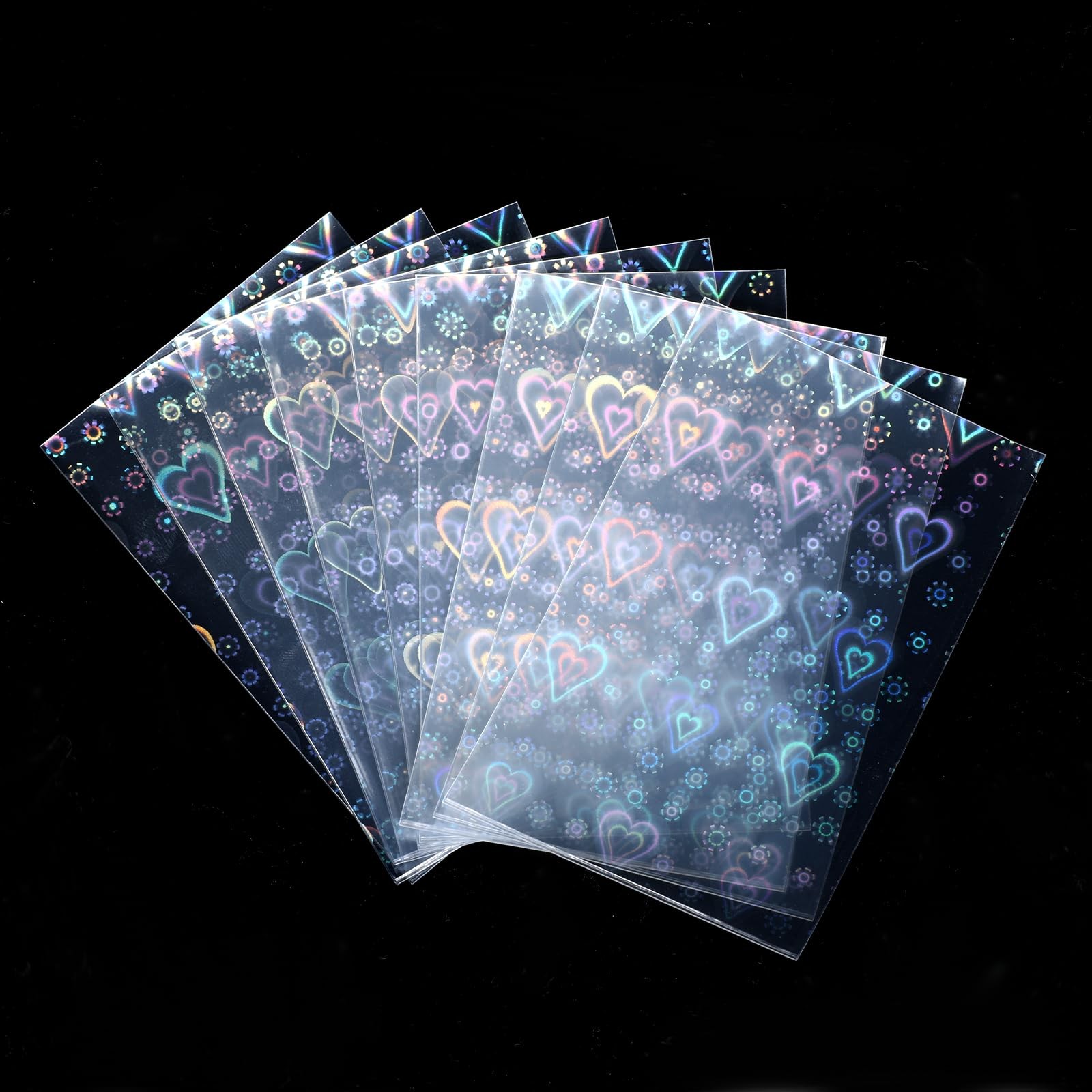 100 Pcs Photocard Sleeves Love HeartShape Laser Flashing Card Sleeves Trading…