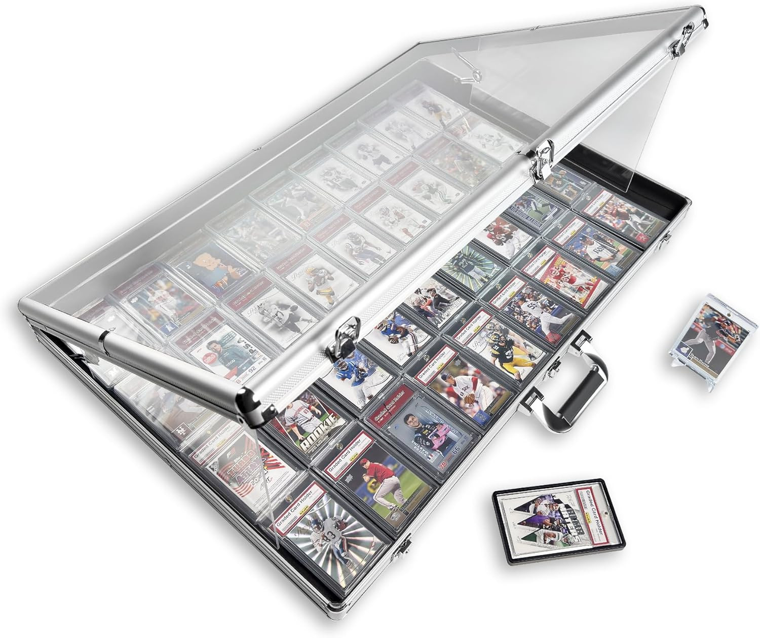 ® Large Card Display Case,34″X22″Table Top Baseball Card Display Case Aluminum A