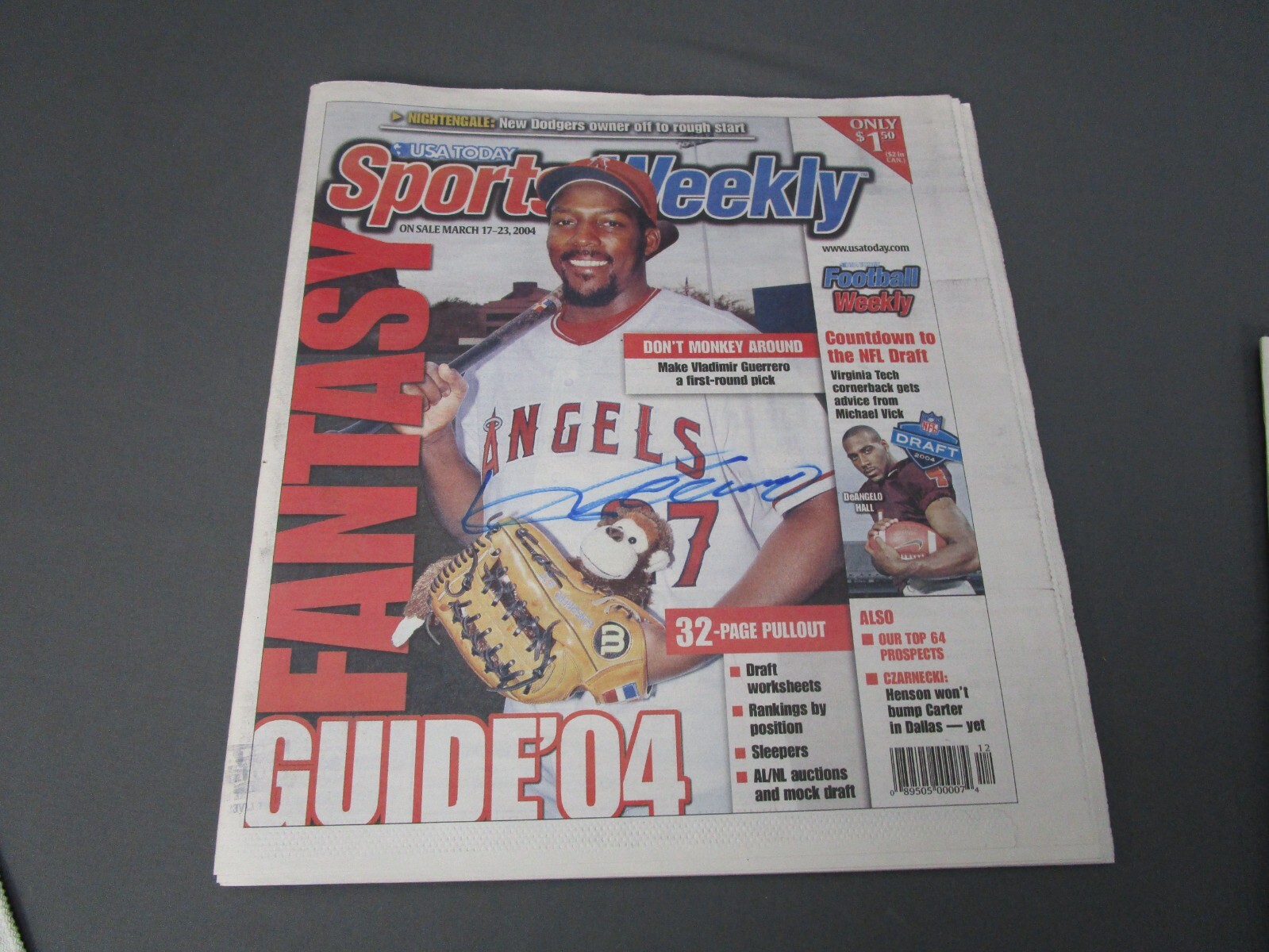 3 SIGNED Sports Weekly VLADIMIR GUERRERO + ADAM KENNEDY + ERIC GAGNE Baseball