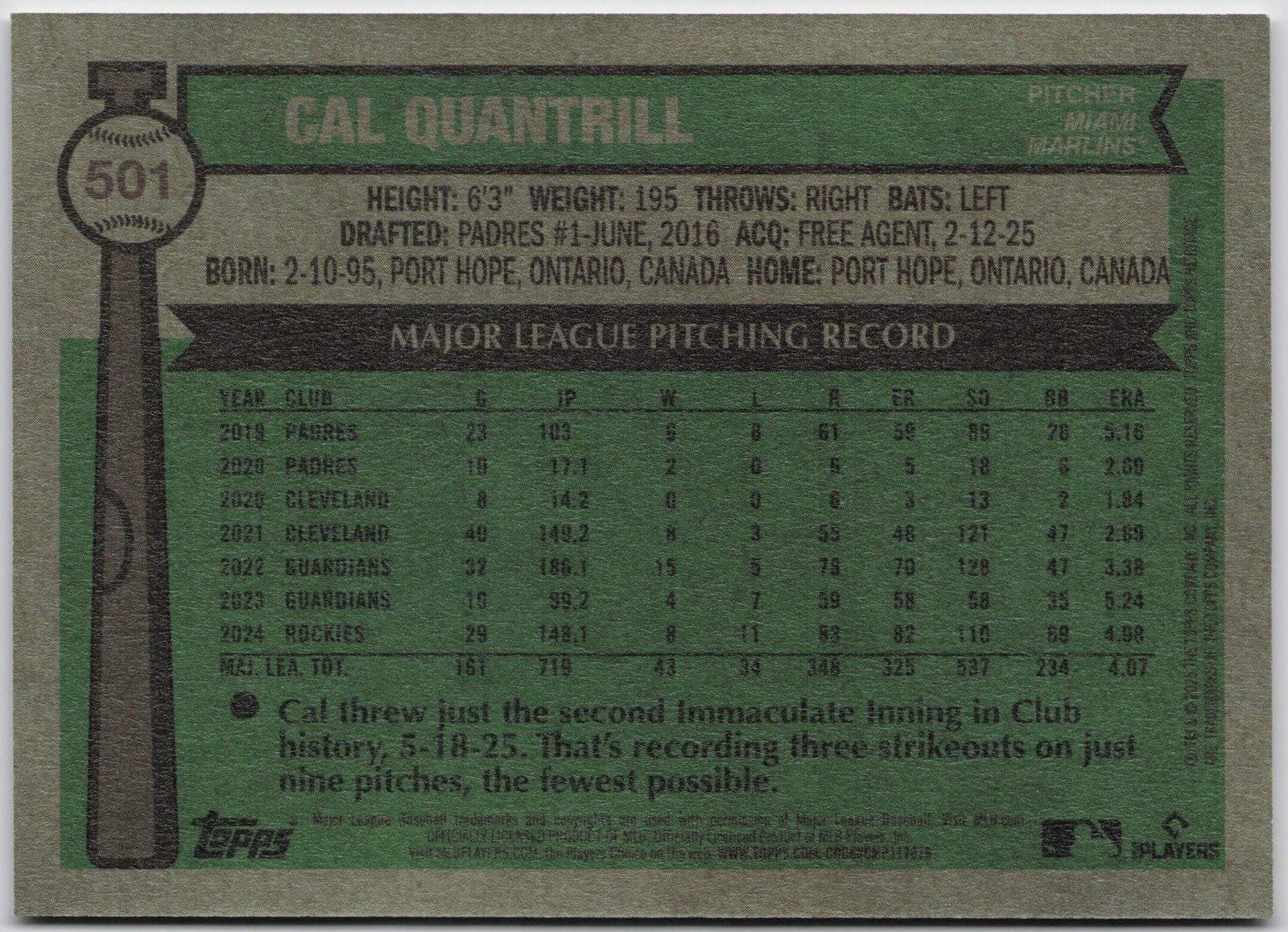2025 Topps Heritage #501 Cal Quantrill Bicentennial #/200
