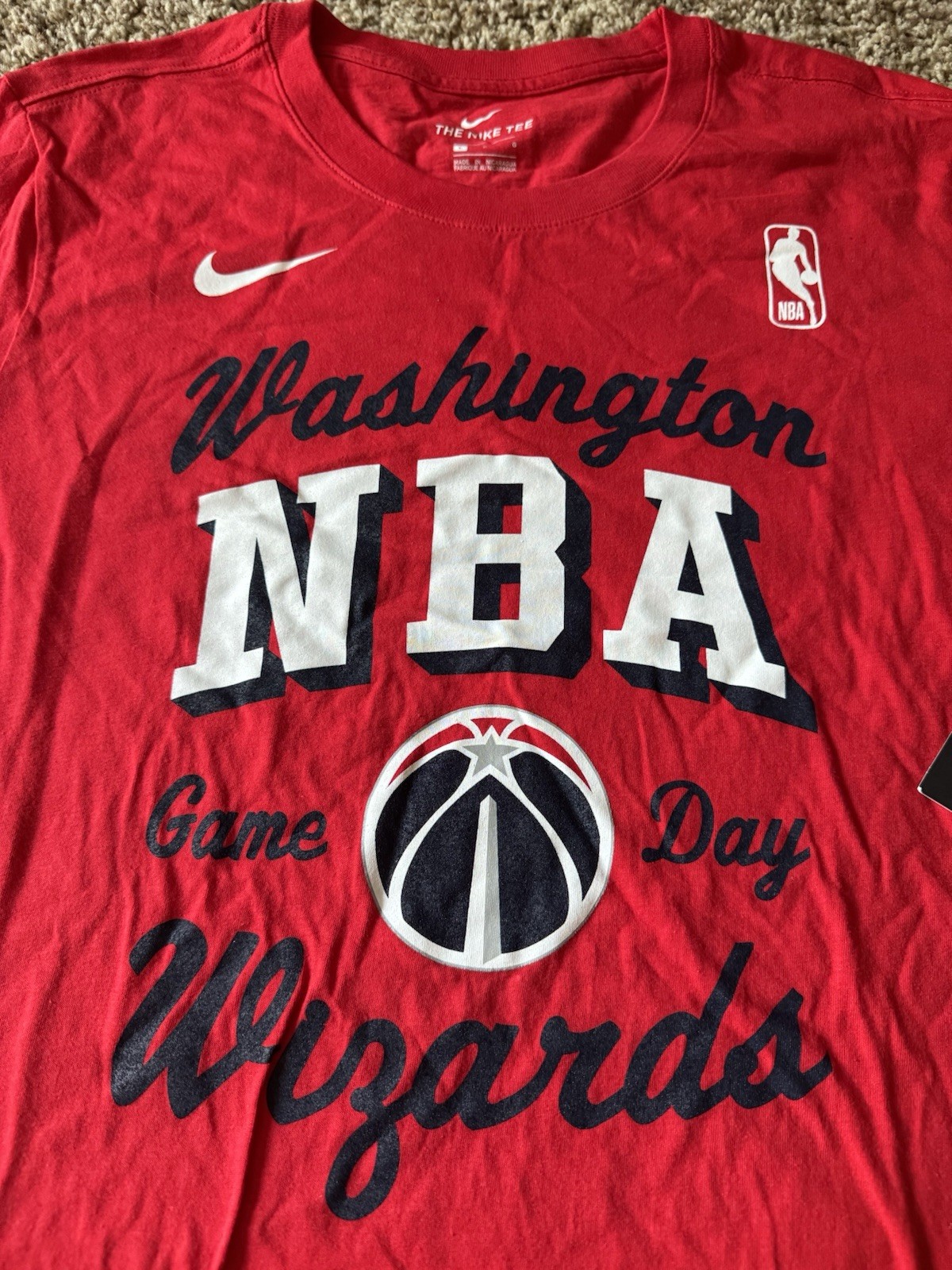 NEW Nike T Shirt Mens Large Red NBA Washington Wizards Basketball Short Sleeve
