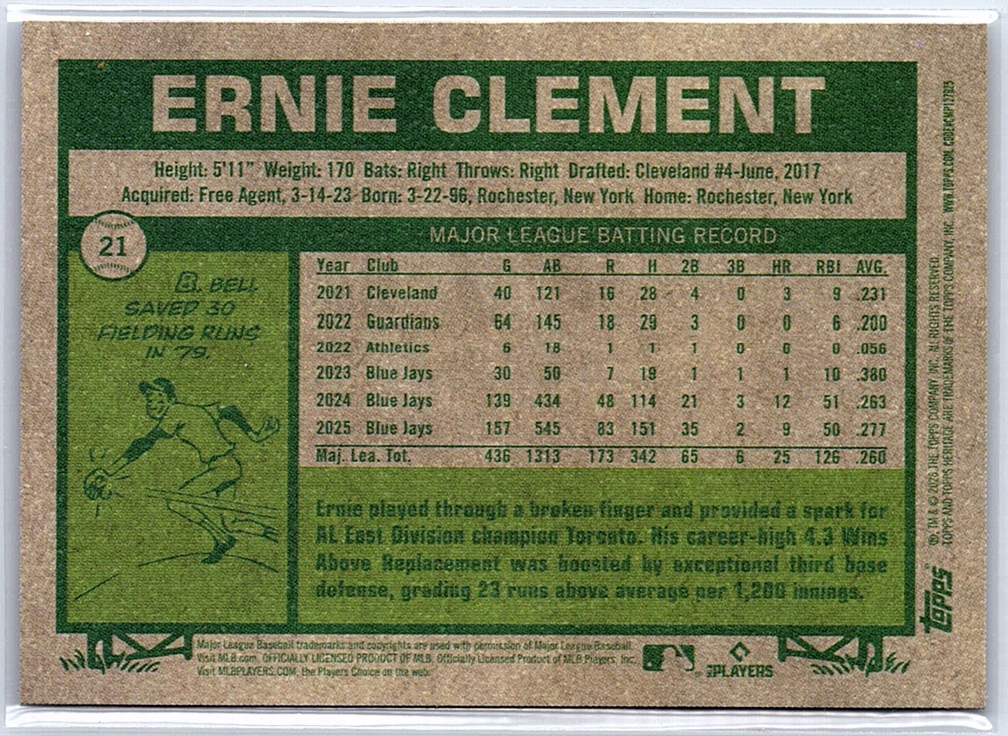 2026 Topps Heritage Ernie Clement #21 Chrome Toronto Blue Jays