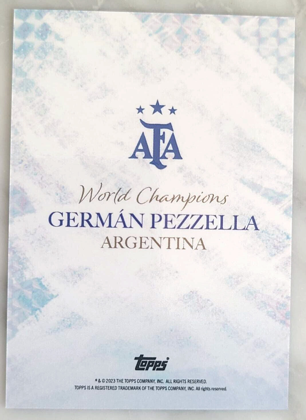 2023 Topps World Champions 2022 Argentina PEZZELLA /49 Purple Foil AFA