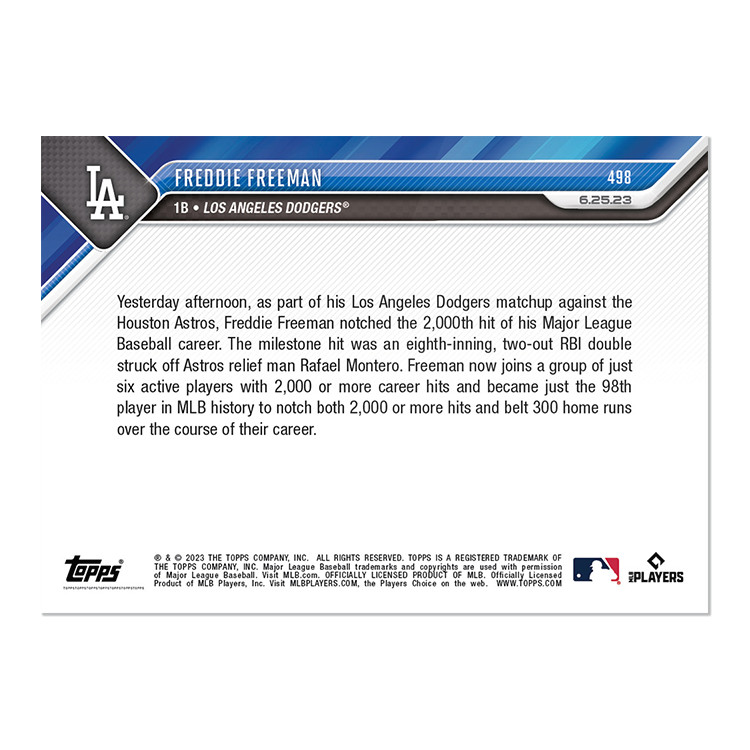 FREDDIE FREEMAN 2023 TOPPS NOW #498 LOS ANGELES DODGERS 🔥
