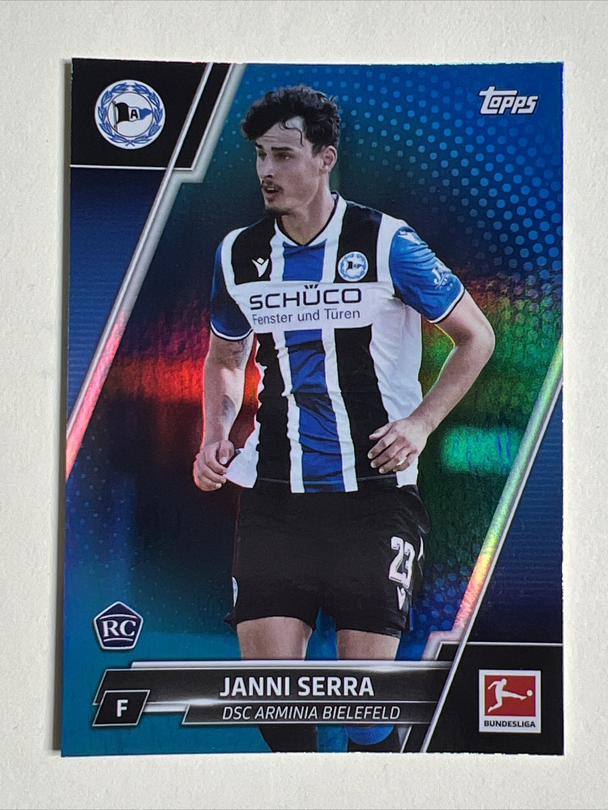 2021-22 Topps Bundesliga 4/99 Blue Foil #37 Janni Serra DSC Arminia Bielefeld RC
