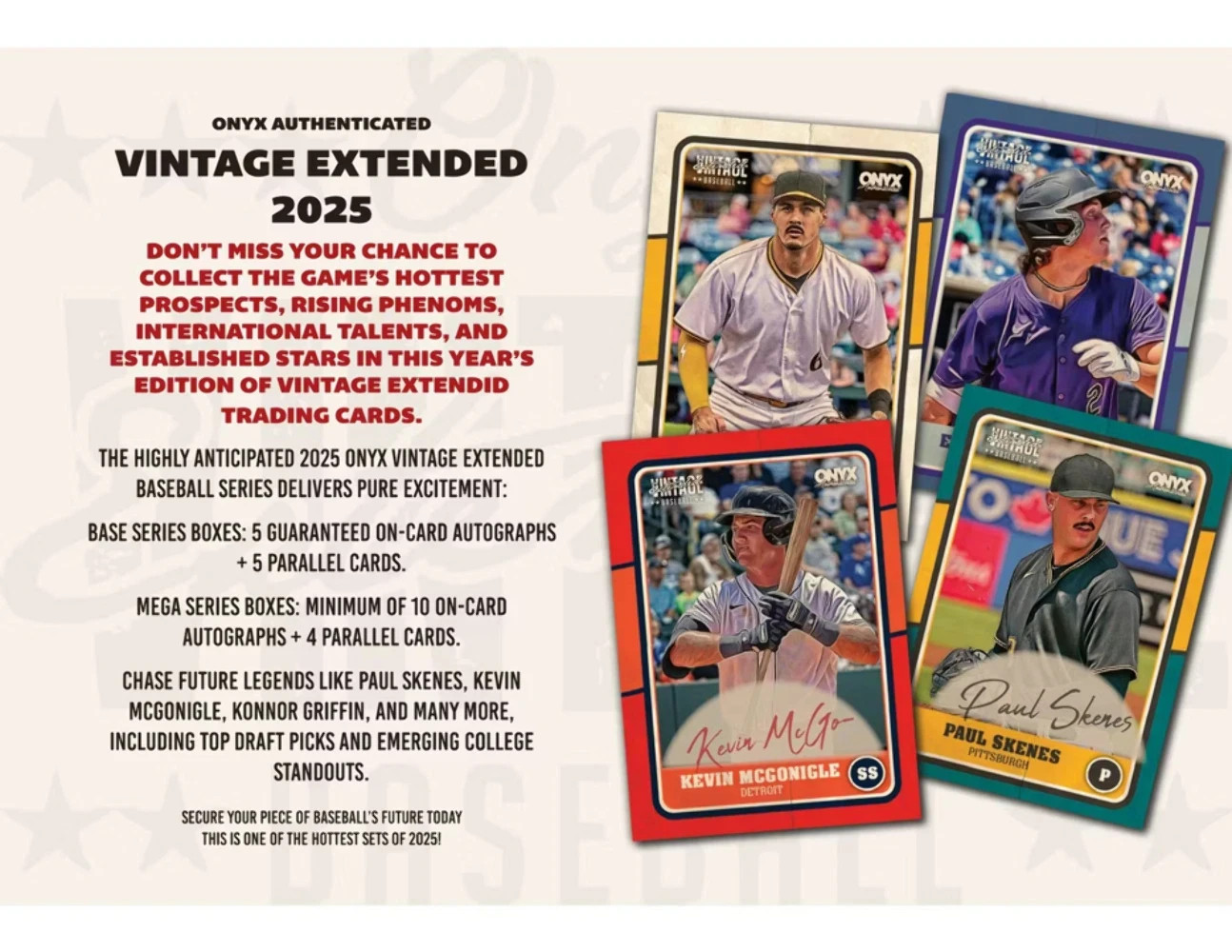 2025 Onyx Vintage Extended Baseball Hobby 5 Card Sealed Pack-5 Packs total
