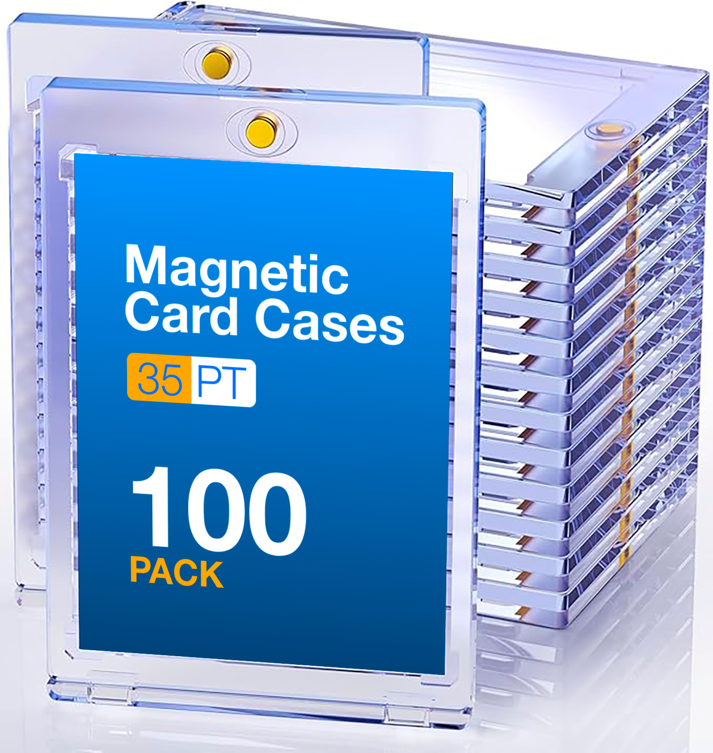 100 Pack Ultra-Thin Magnetic Trading Sports Card Holder 35pt One-Touch Hard Case
